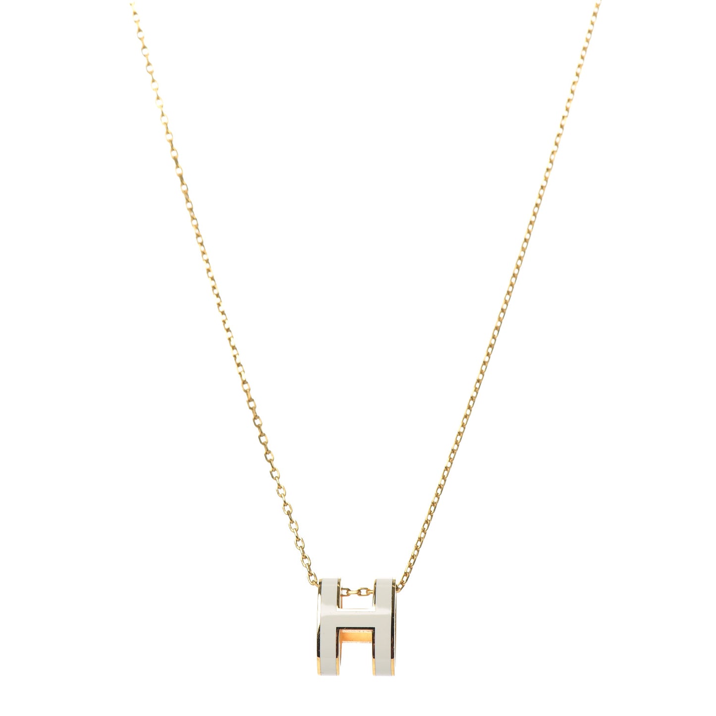 Lacquered Gold Pop H Pendant Necklace White