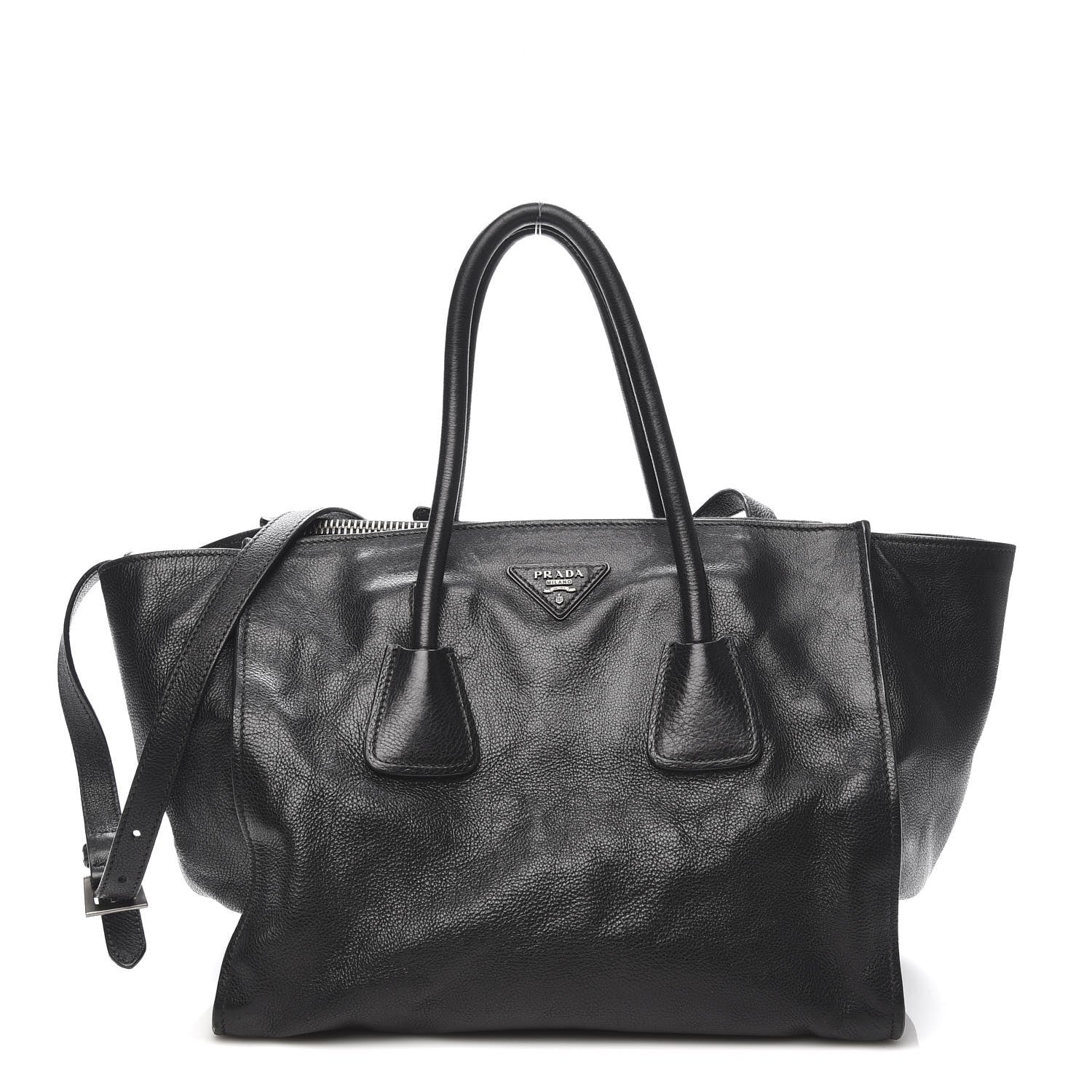 Prada Glace Calf Twin Pocket Tote Black 1 of 14