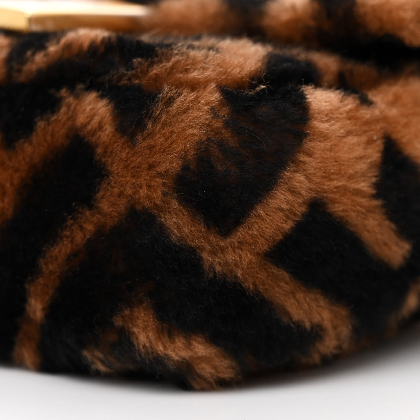 Shearling Vitello Dolce Macro FF 1974 Mini Baguette Tobacco Black