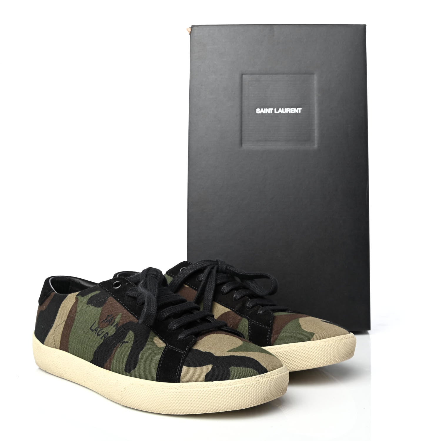 Saint Laurent Canvas Camouflage Signa SL/06 Low Top Sneakers 41 Kaki 10 of 10