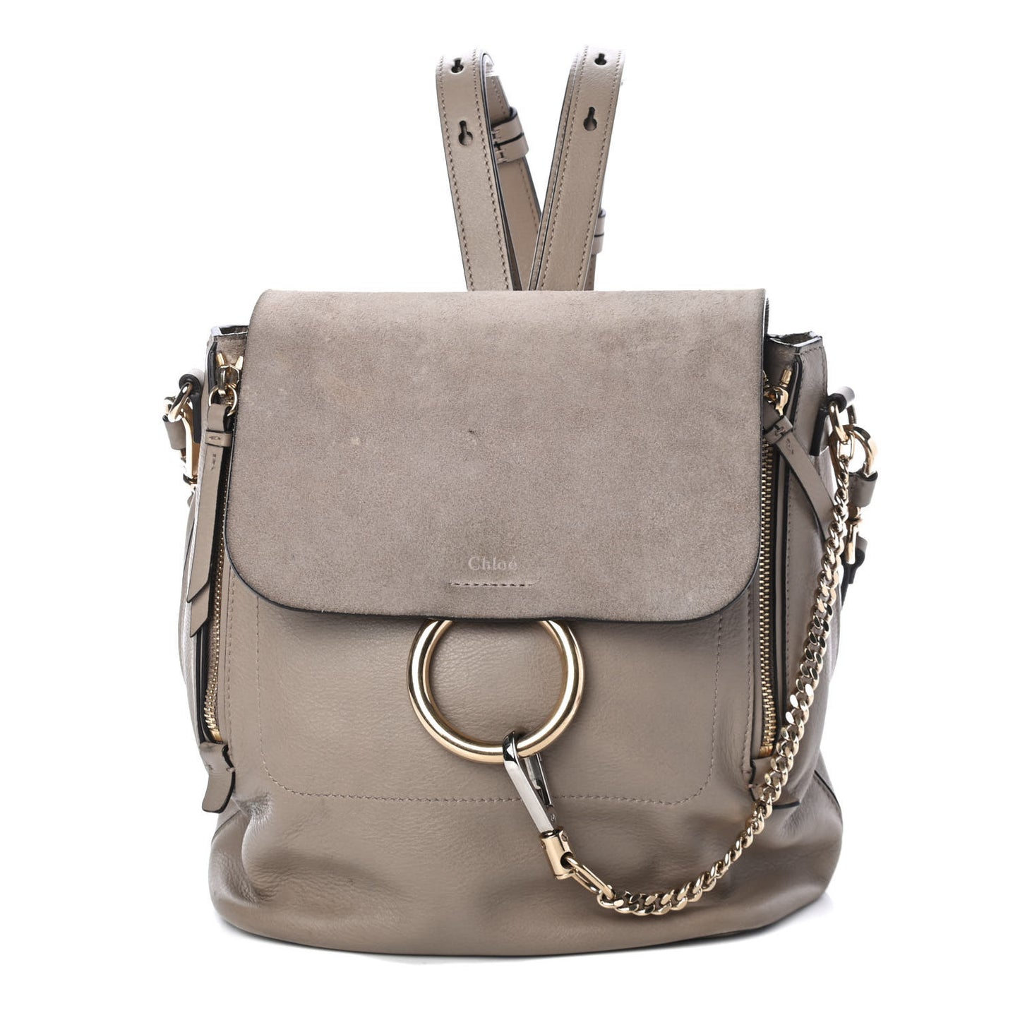Suede Calfskin Medium Faye Backpack Motty Grey