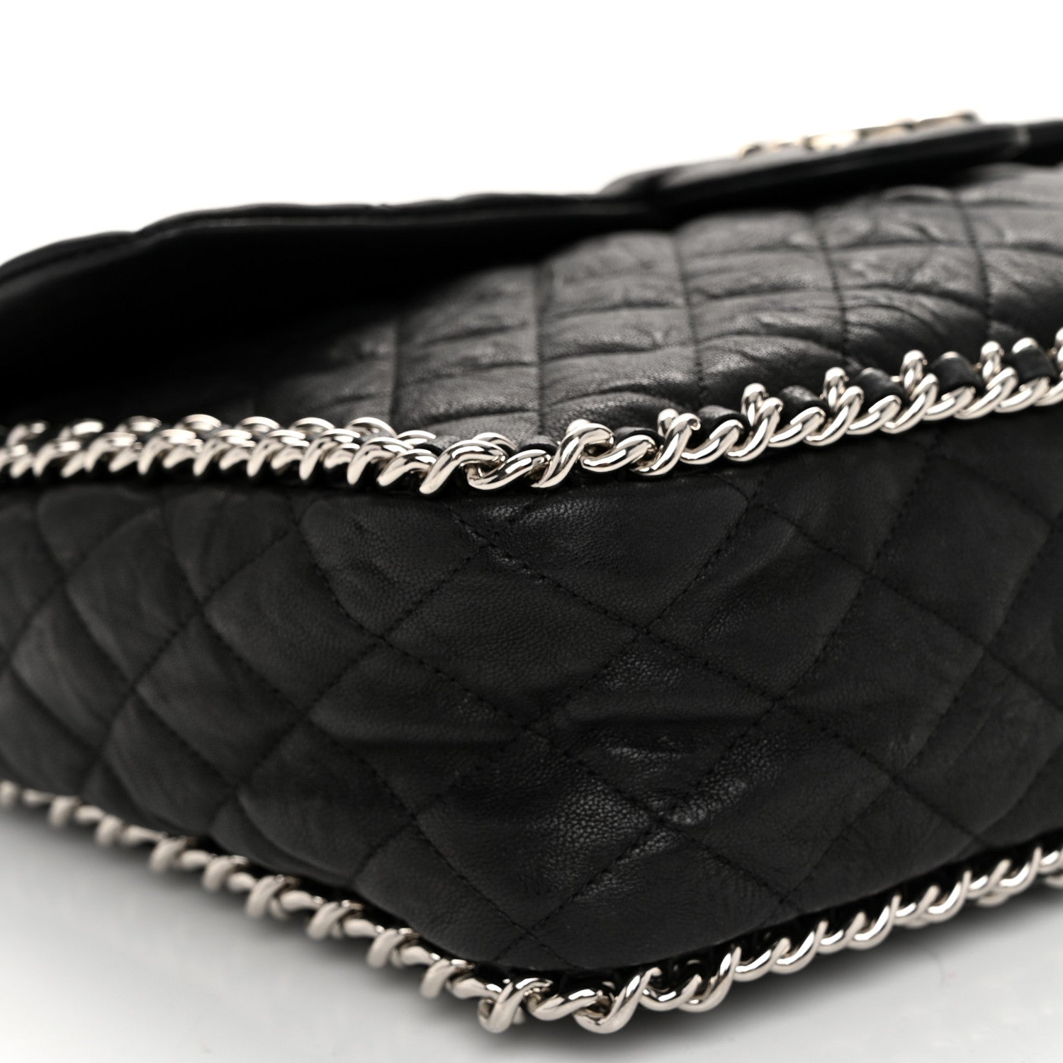 Chanel Washed Lambskin Quilted Maxi Chain Around Flap Black 9 of 10