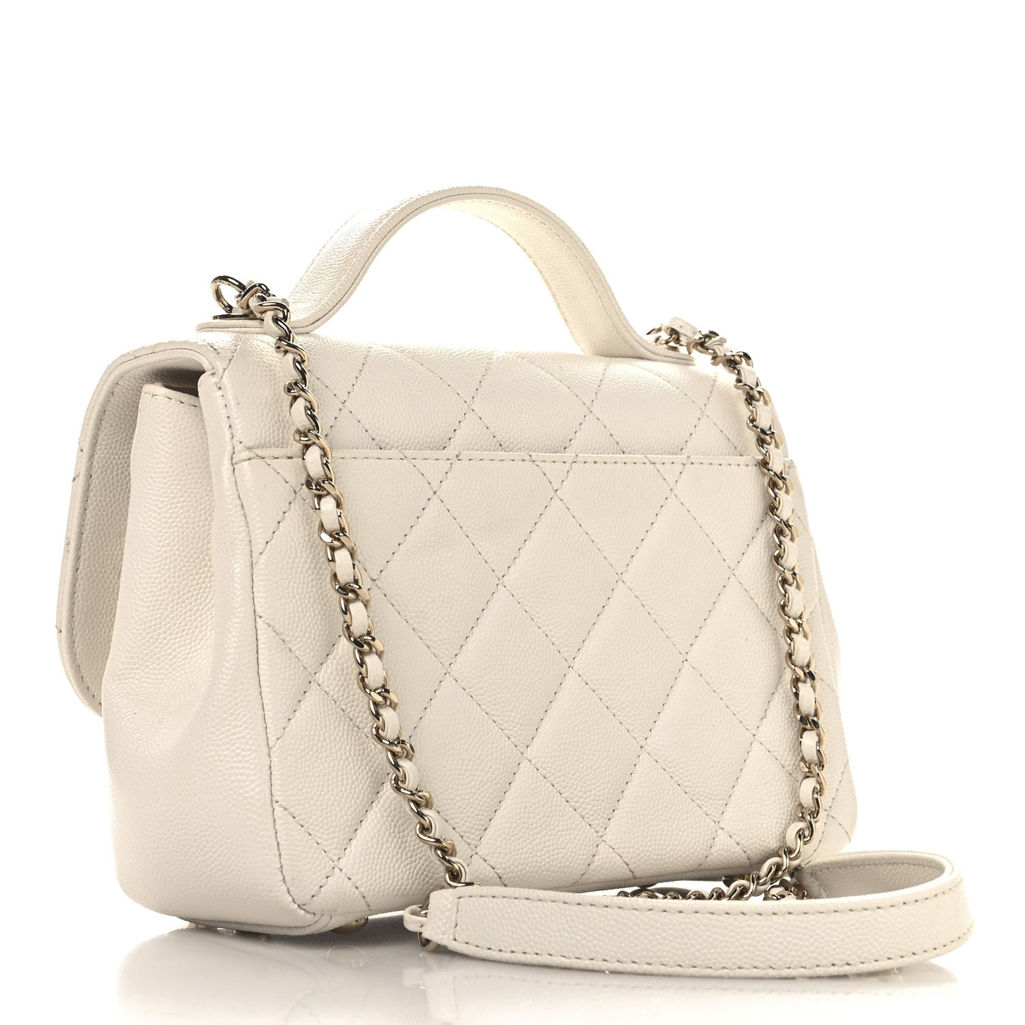 Caviar Quilted Small Business Affinity Flap White