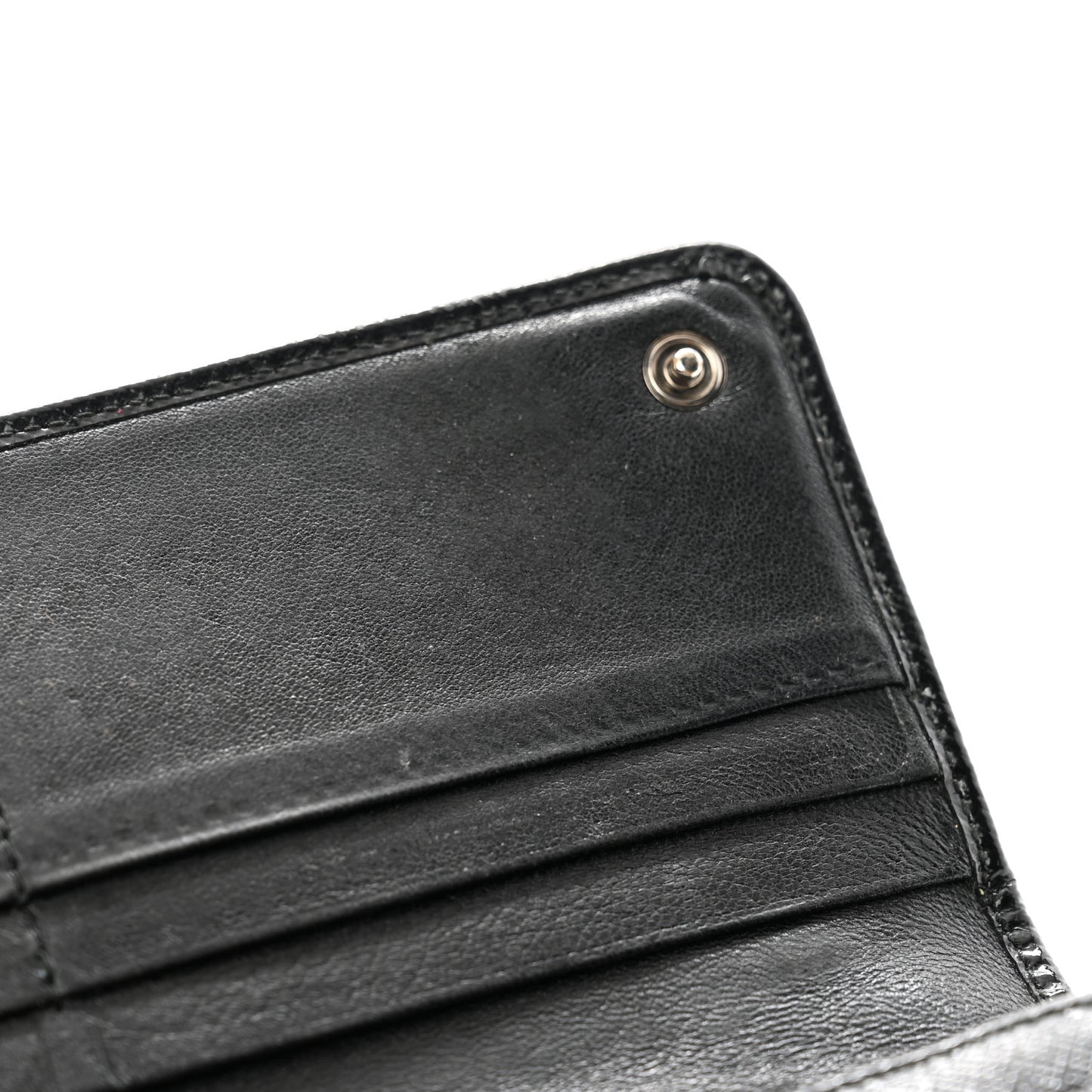 Saffiano Vernice Crystal Studded Flap Wallet Black