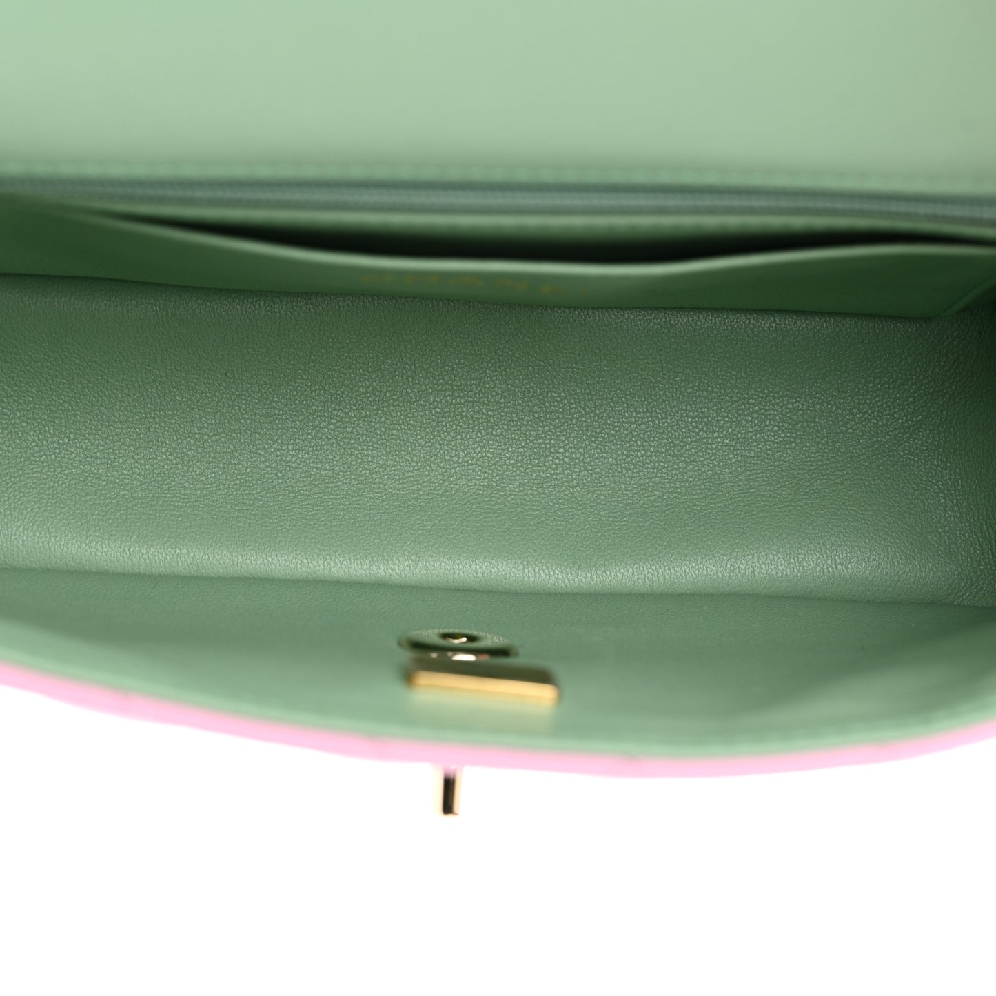 Lambskin Quilted Mini Top Handle Rectangular Flap Pink Green