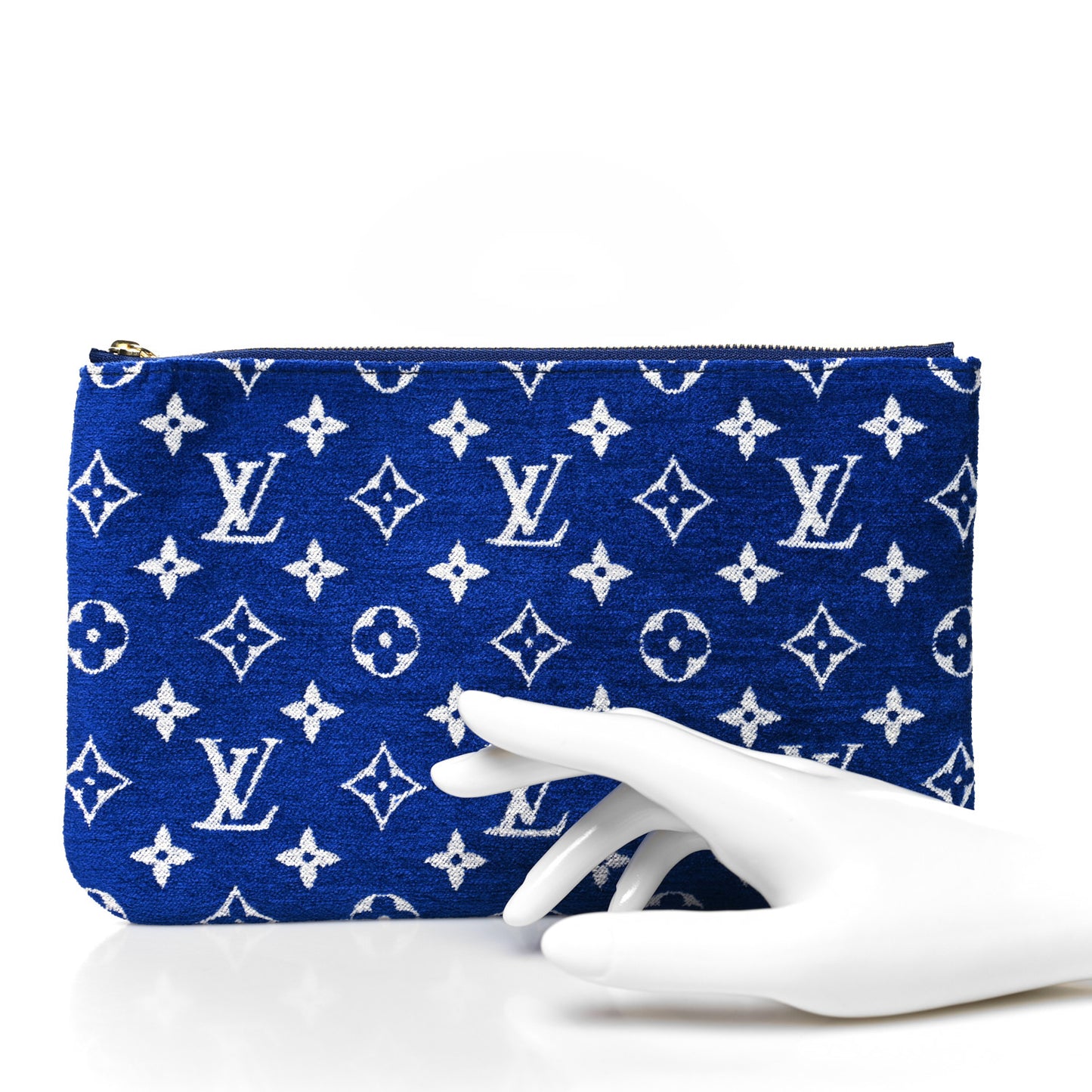 Jacquard Velvet Monogram LV Match Neverfull MM GM Pochette Blue