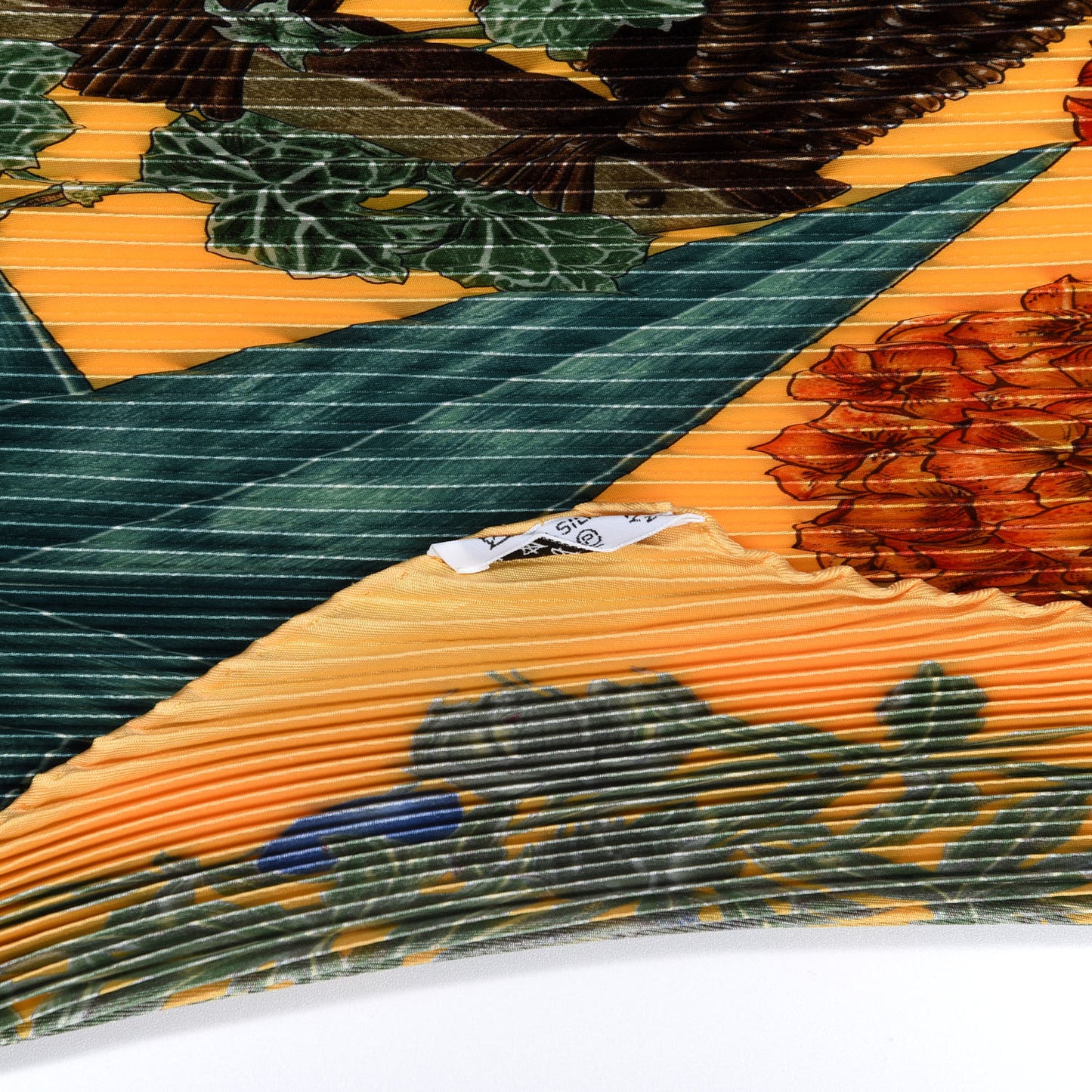 Silk Passiflores Plisse Scarf 90