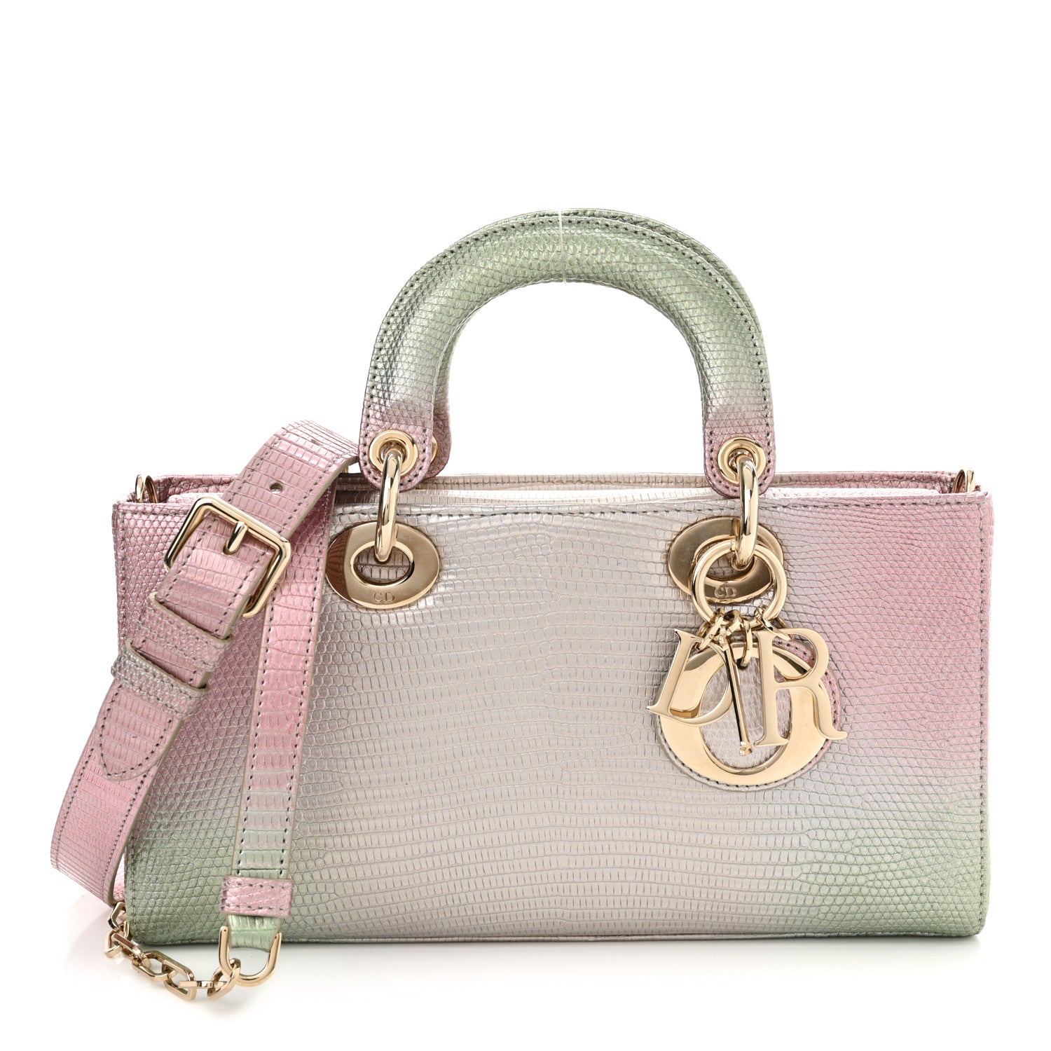 Christian Dior Lizard Gradient Medium Lady D-Joy Light Pink Green 1 of 12