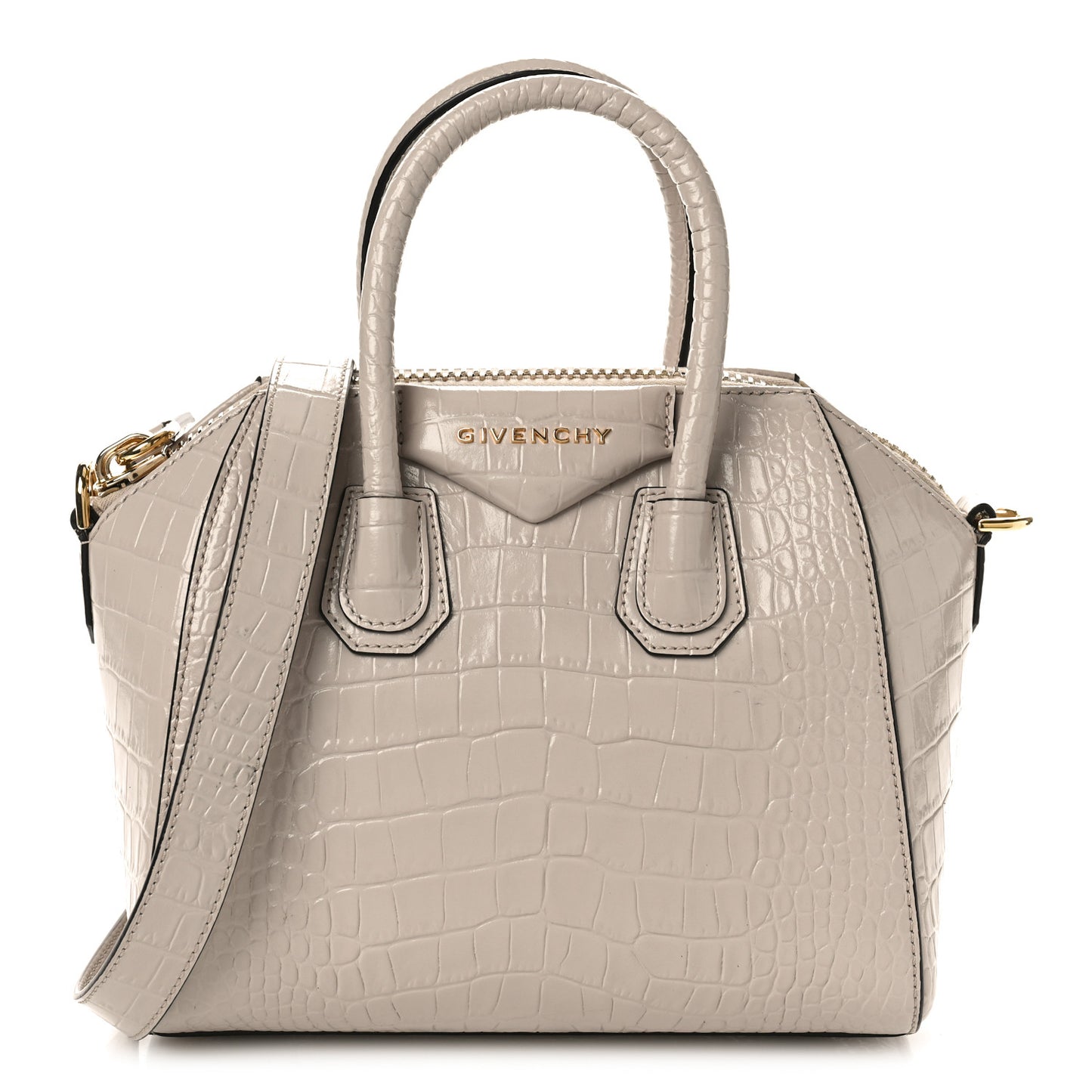 Calfskin Crocodile Embossed Mini Antigona Dune