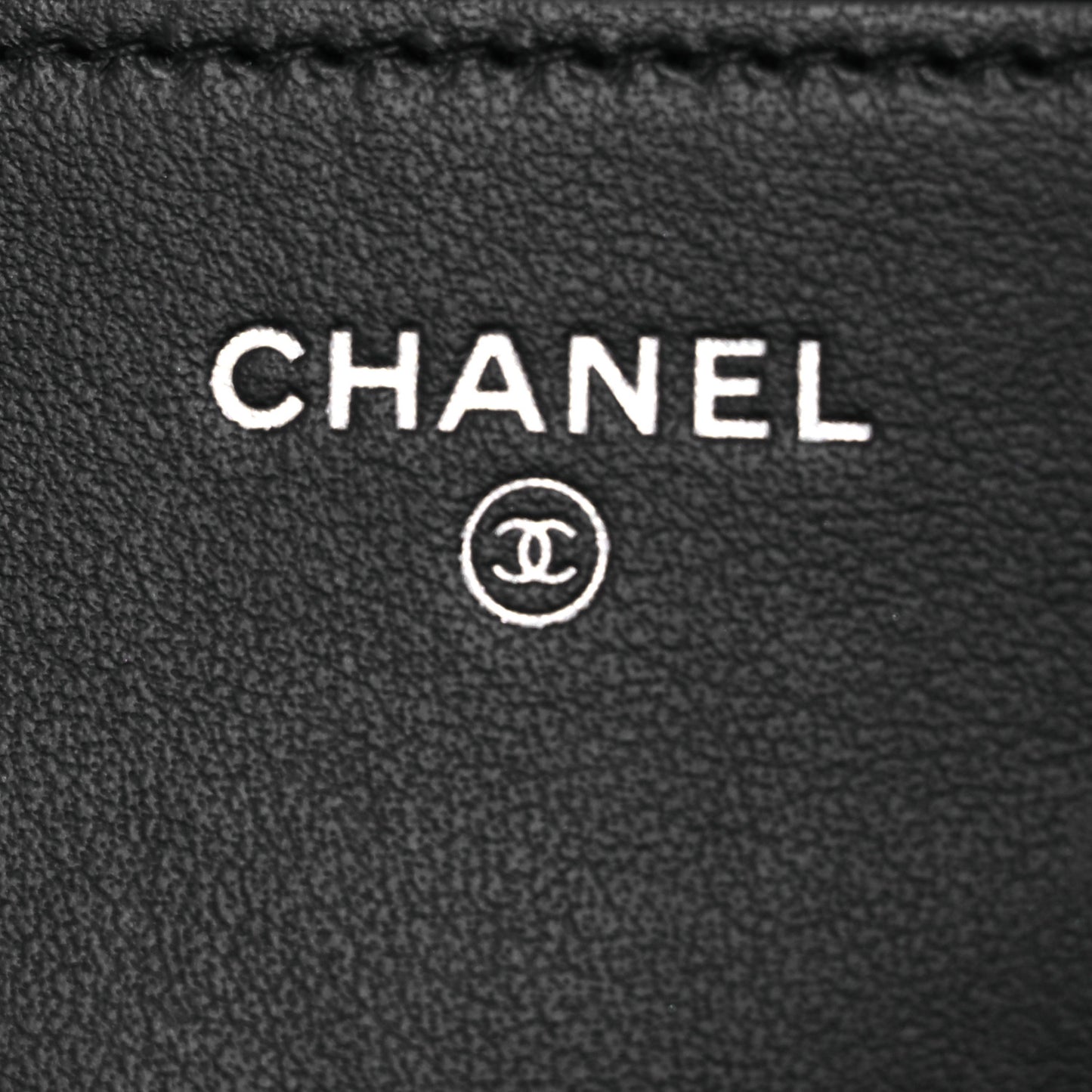Lambskin Camellia Embossed Wallet On Chain WOC Black