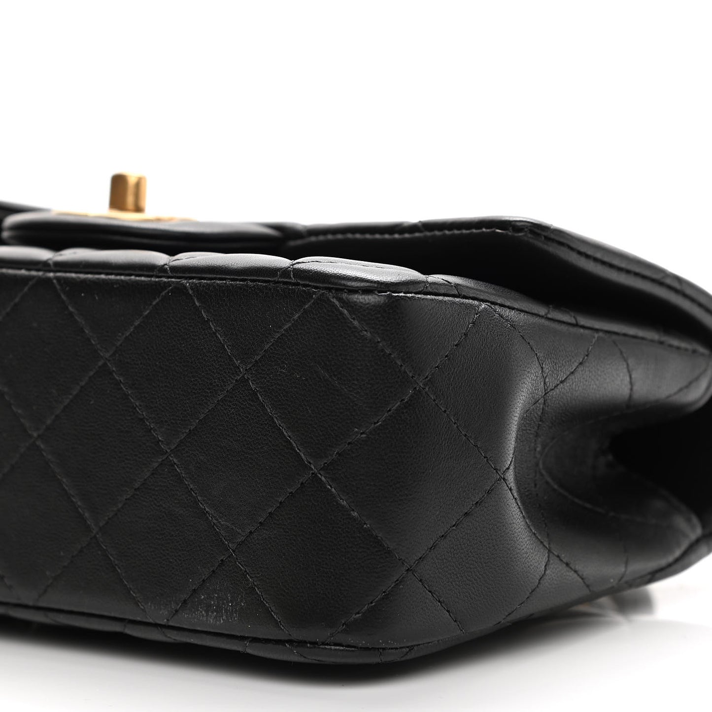 Lambskin Quilted Mini Top Handle Rectangular Flap Black