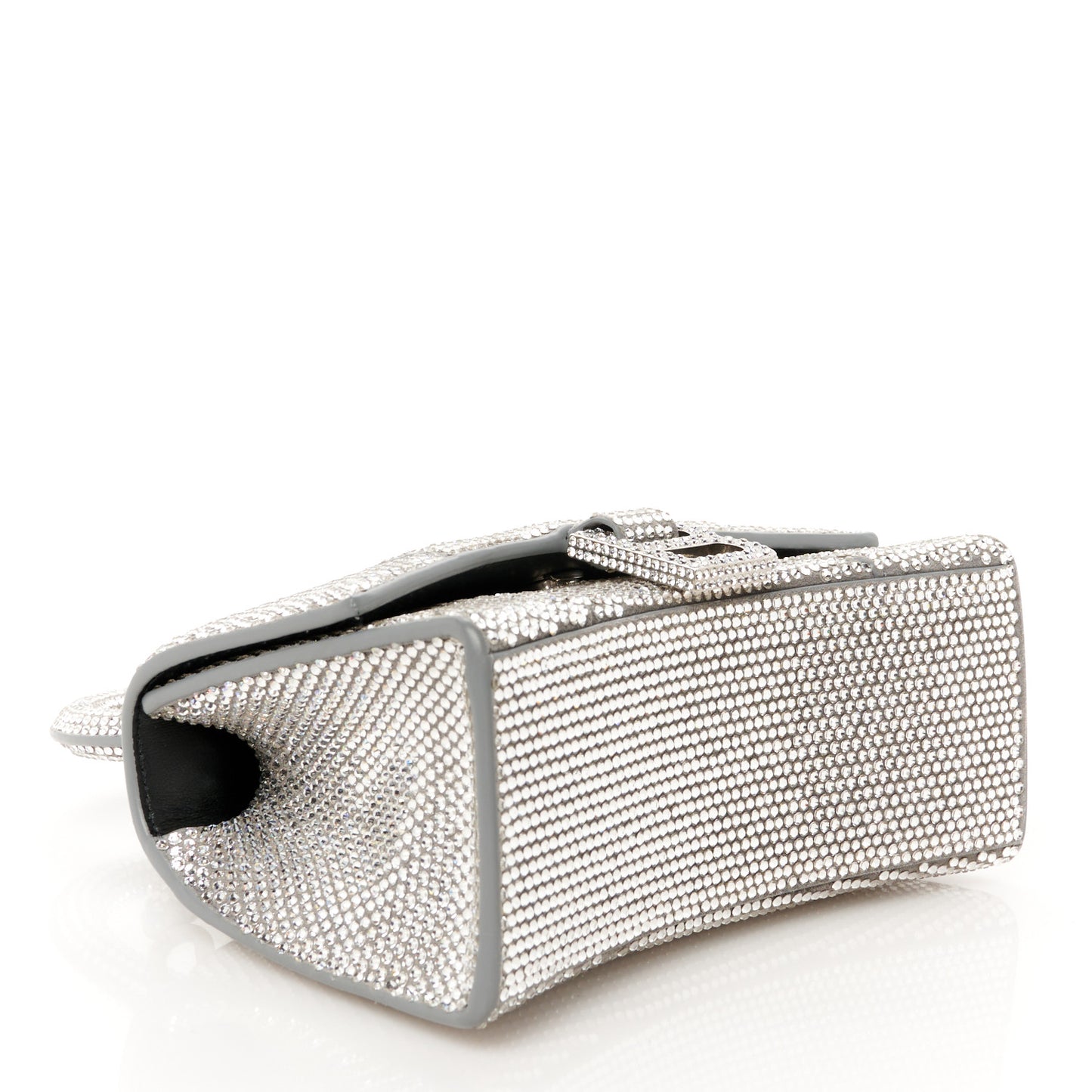 Strass Suede Hourglass Top Handle Bag XS Smoke Grey Crystal