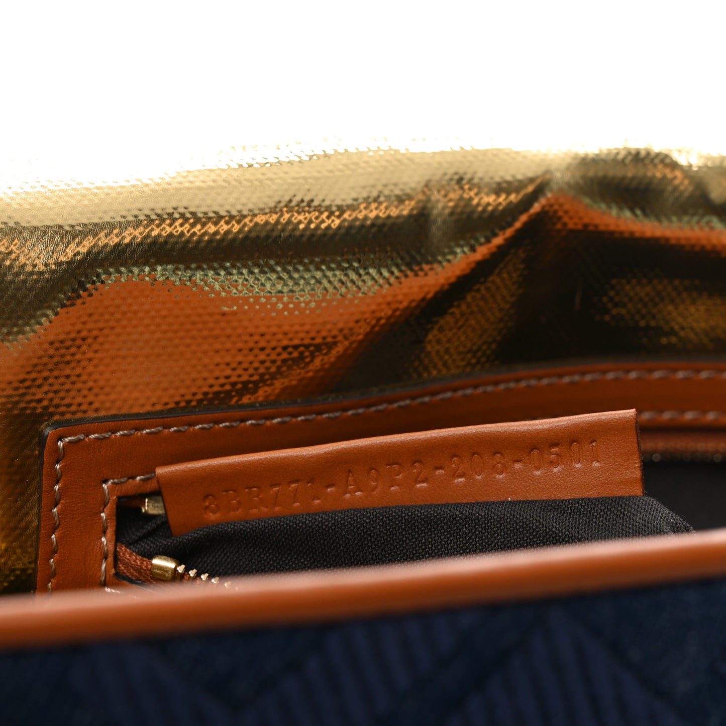 Denim Vitello King FF Embroidered Large Baguette Blue Cuoio