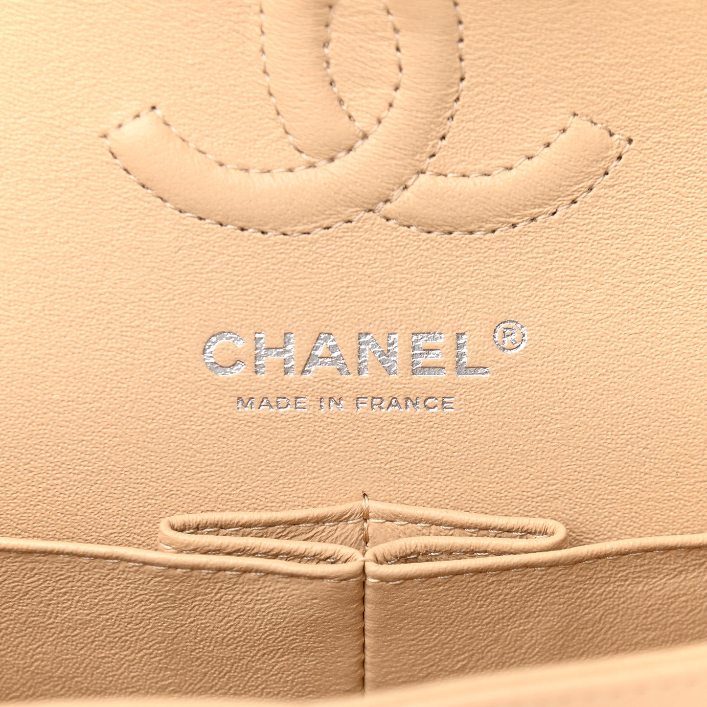 Caviar Quilted Small Double Flap Beige