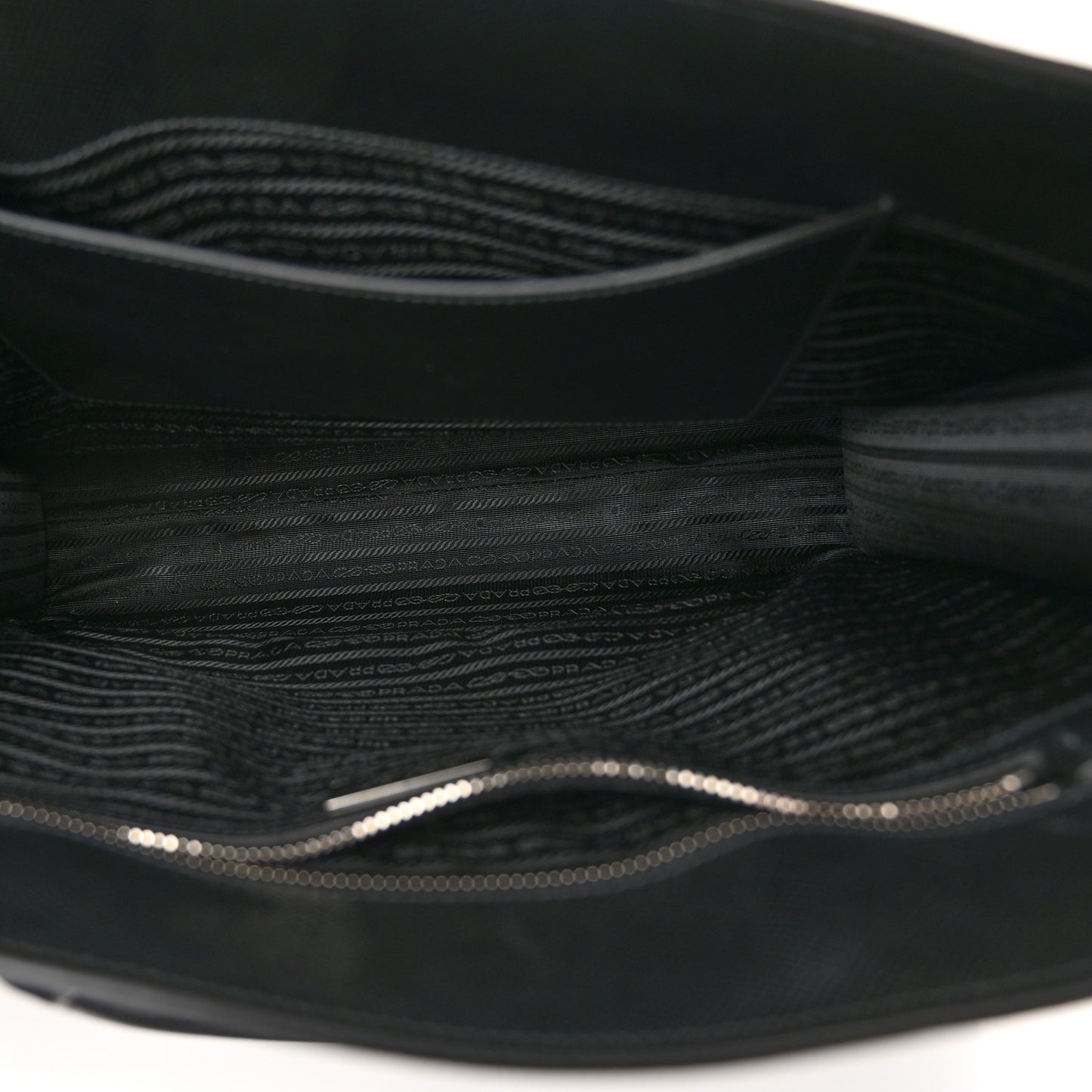 Saffiano Cuir Triangle Logo Embossed Vertical Tote Black