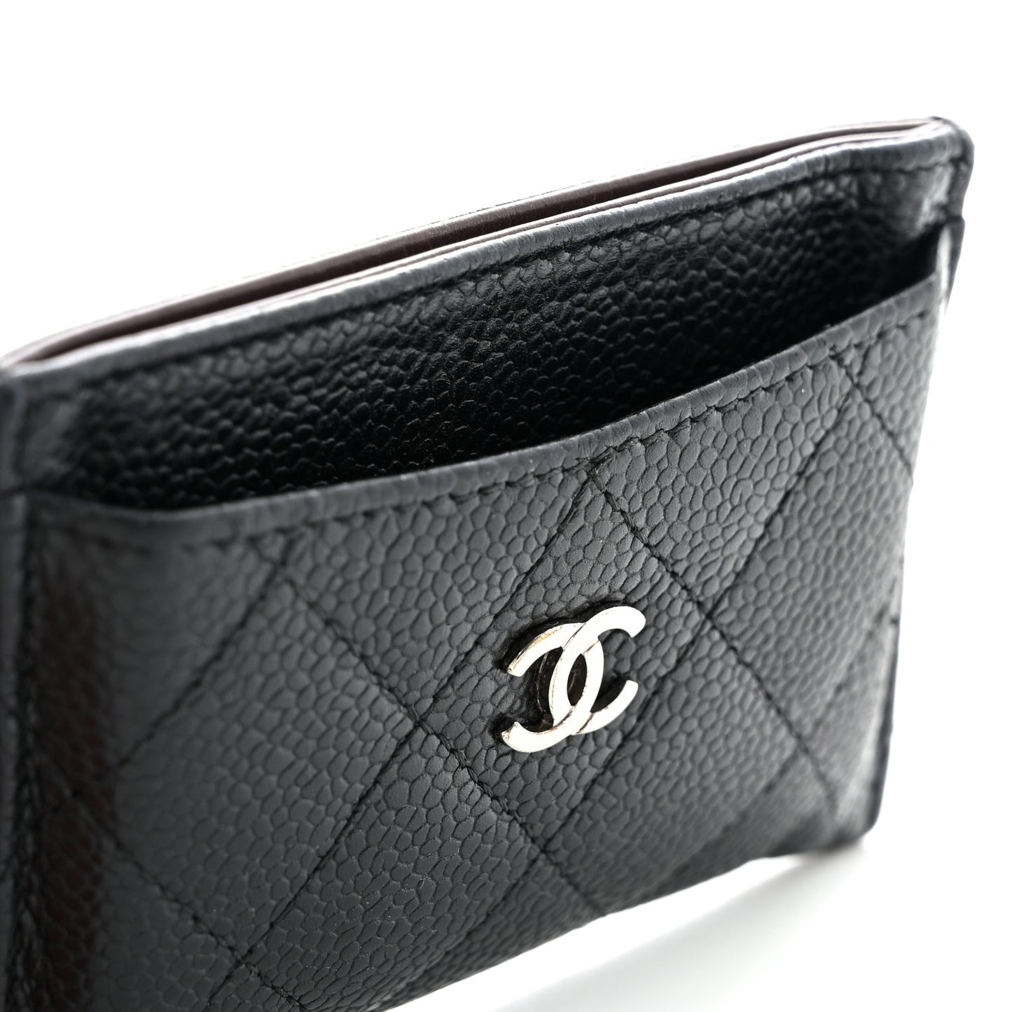 Caviar Quilted Card Holder Black