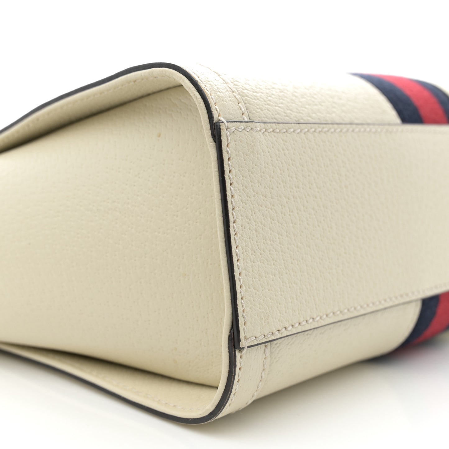 Textured Calfskin Web Small Ophidia Tote Bag Mystic White