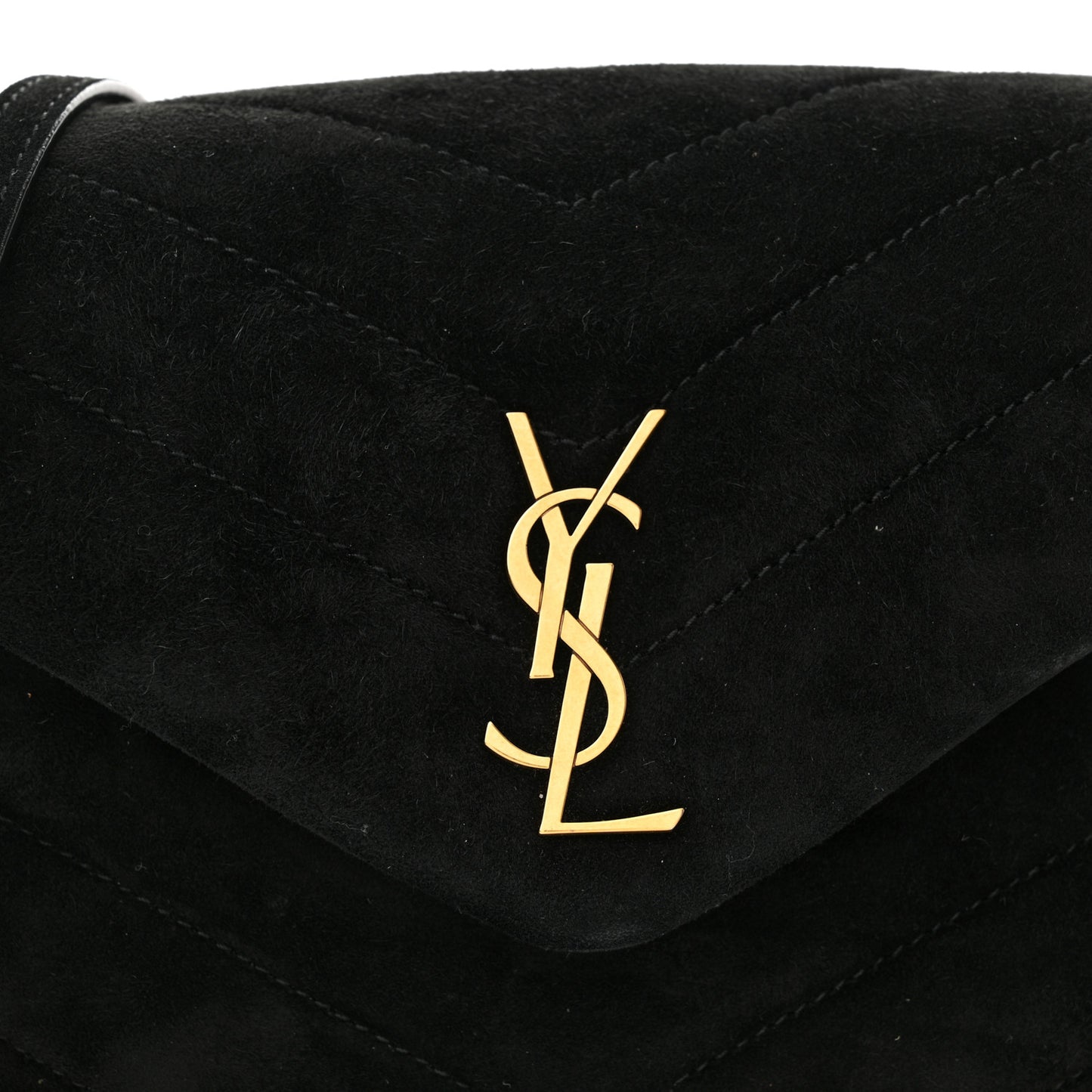 Suede Y Quilted Monogram Toy Loulou Crossbody Bag Black