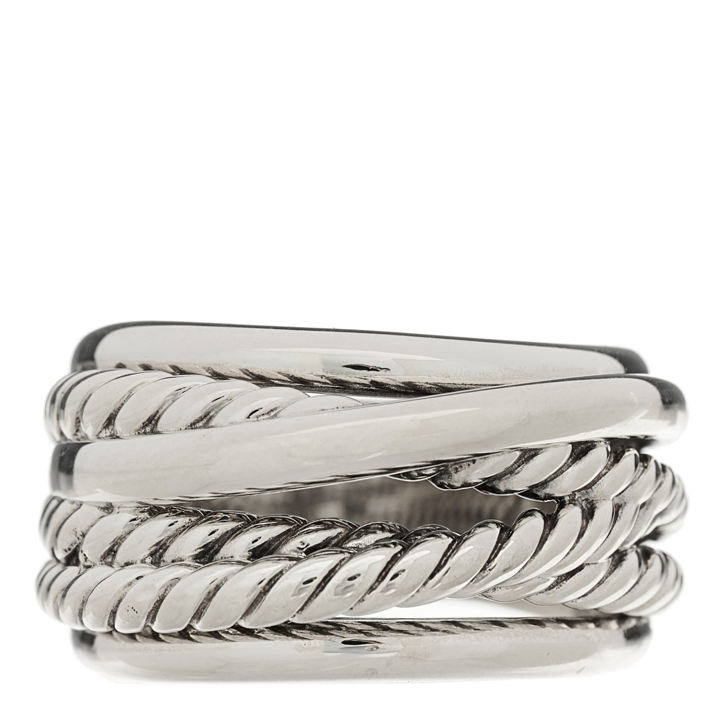 Sterling Silver 15mm Wide Crossover Cable Ring