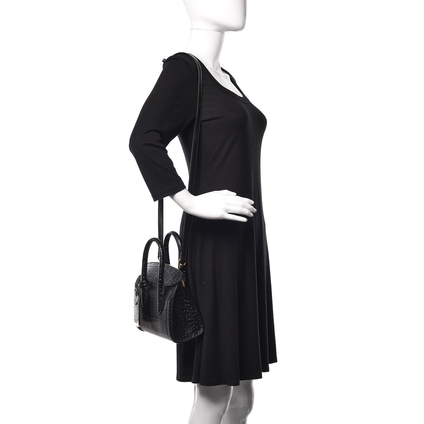 Calfskin Crocodile Embossed Mini Heroine 21 Black
