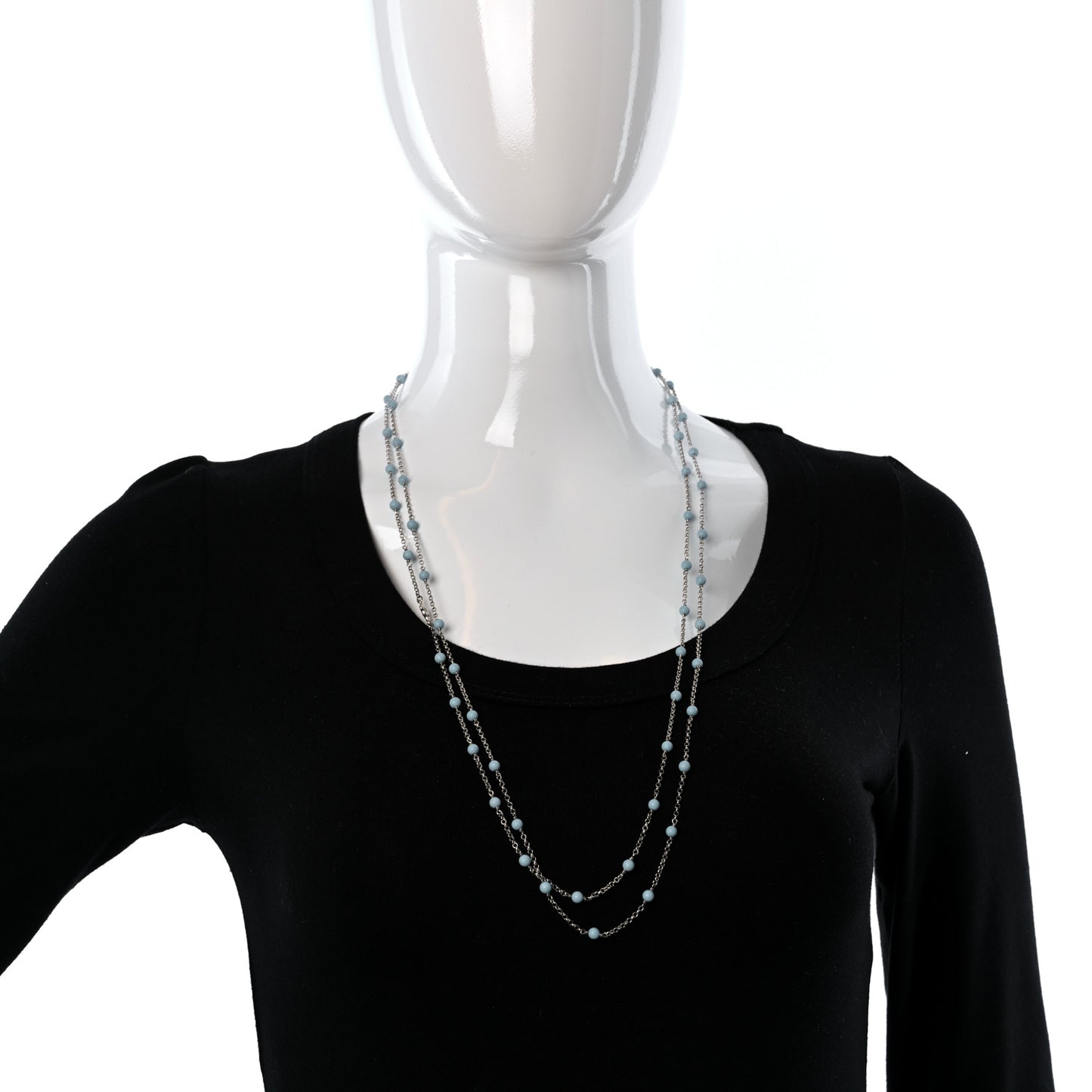 Sterling SIlver Turquoise Long Bead Station Necklace