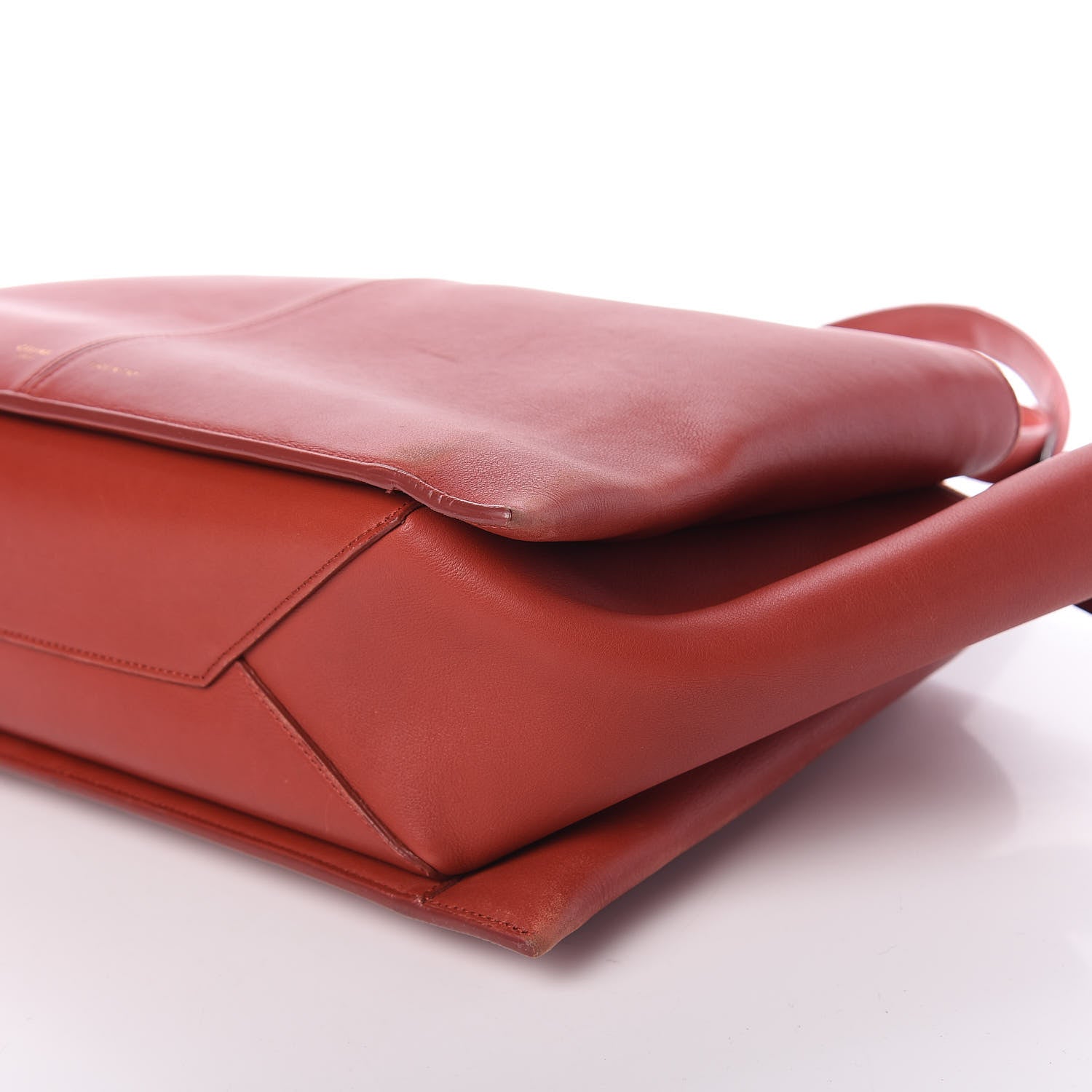 Celine Calfskin Medium Tri-Fold Bag Red Wood 7 of 11