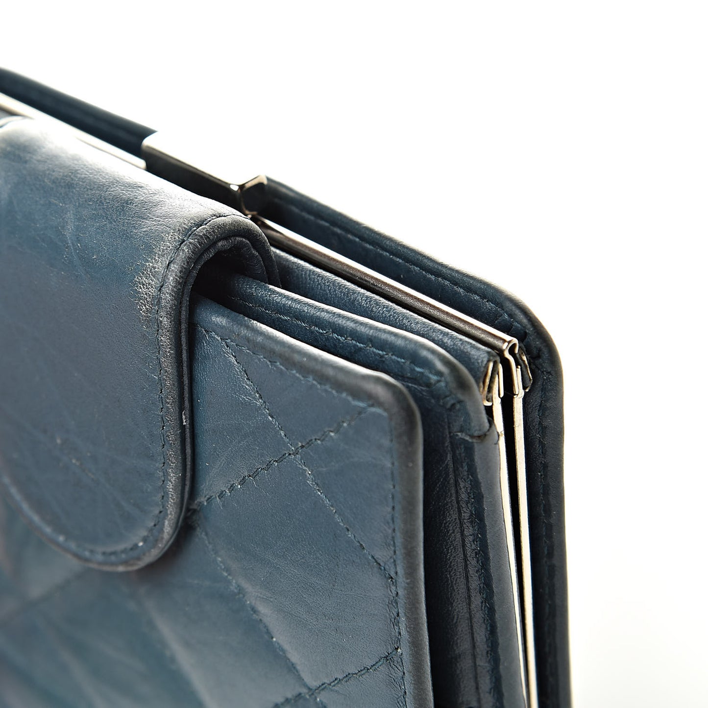 Aged Calfskin Cambon Compact Wallet Blue
