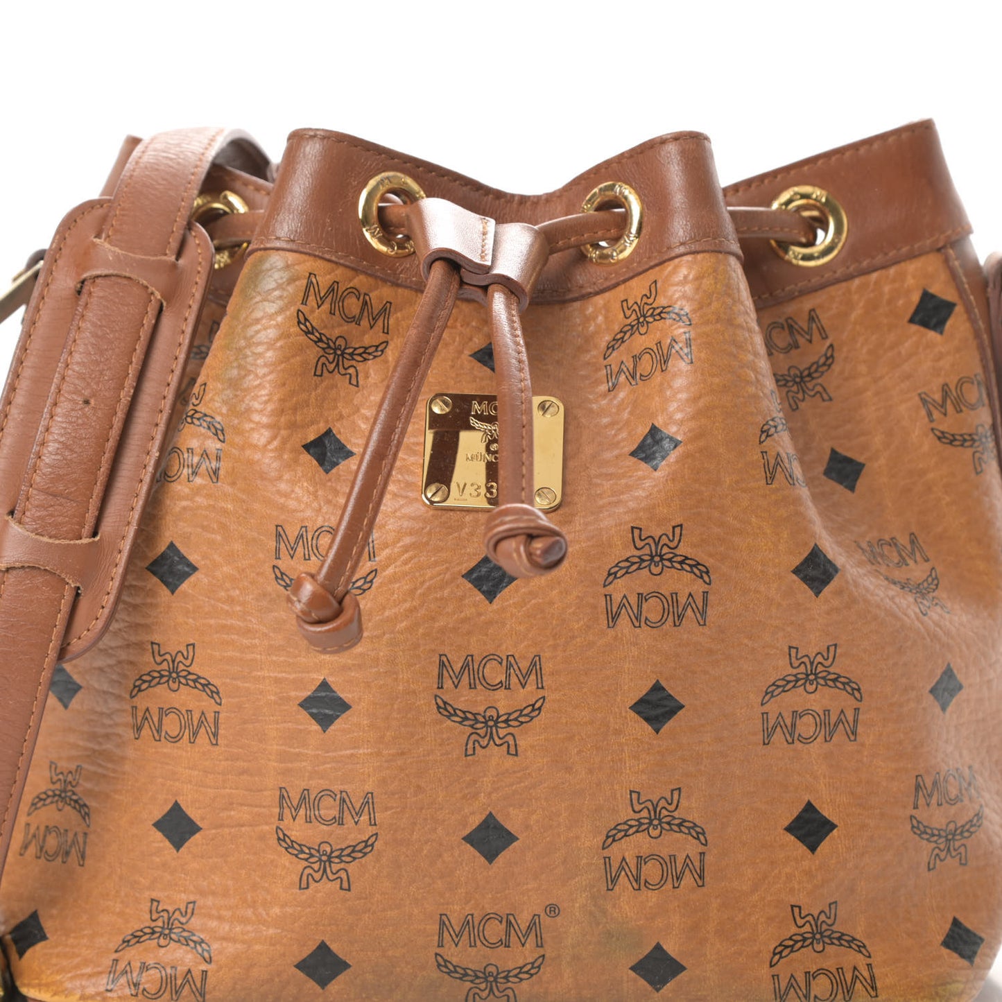 Visetos Essential Drawstring Bucket Bag Cognac
