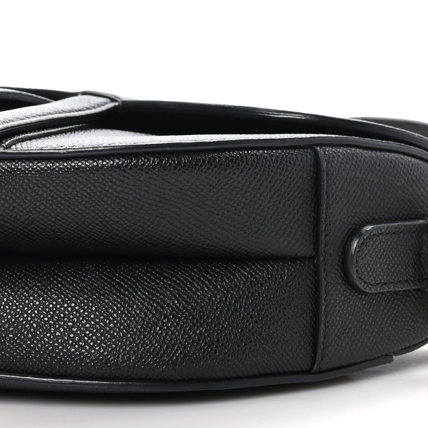 Grained Calfskin Saddle Bag With Strap Black