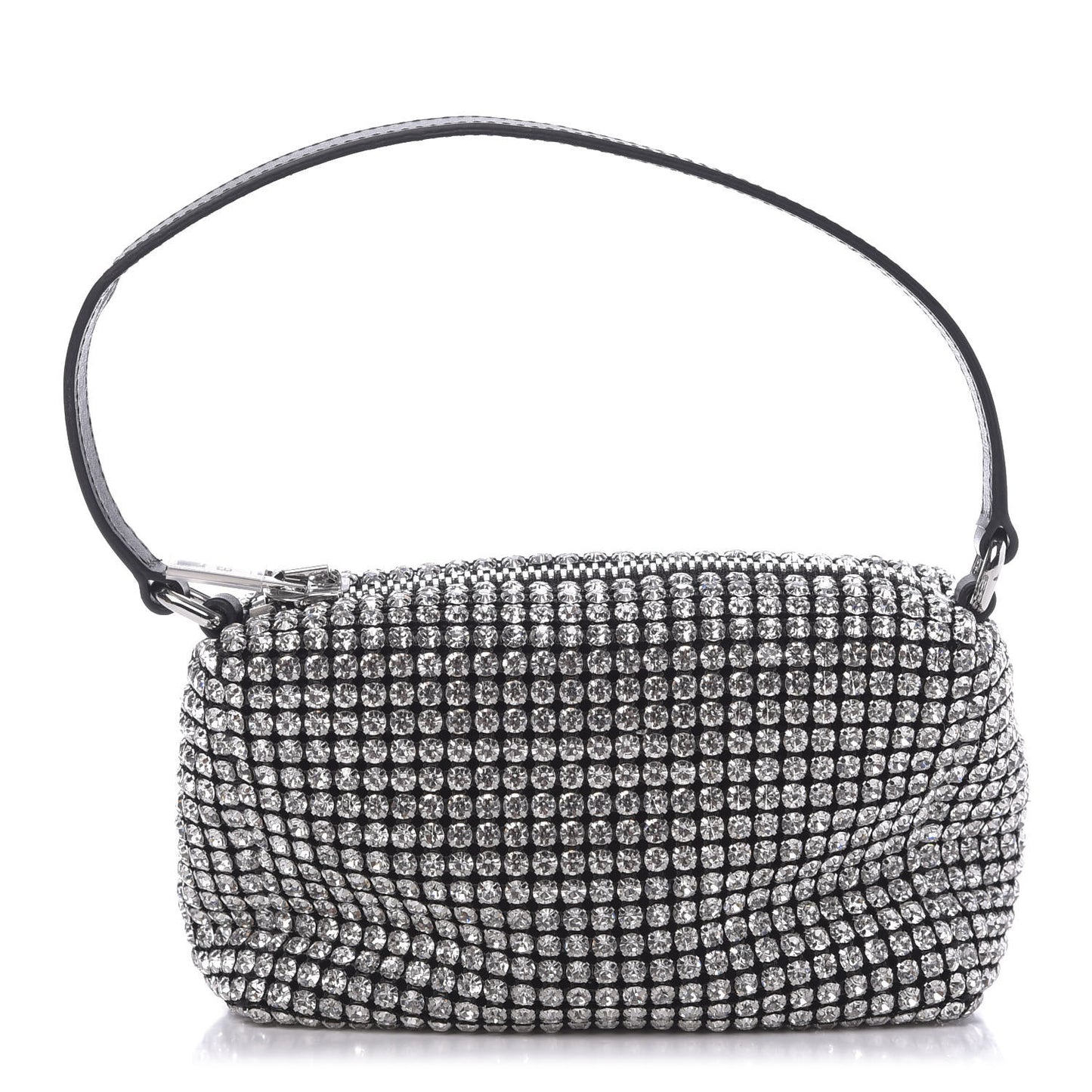 Mesh Crystal Rhinestone Mini Heiress Pouch Black Silver