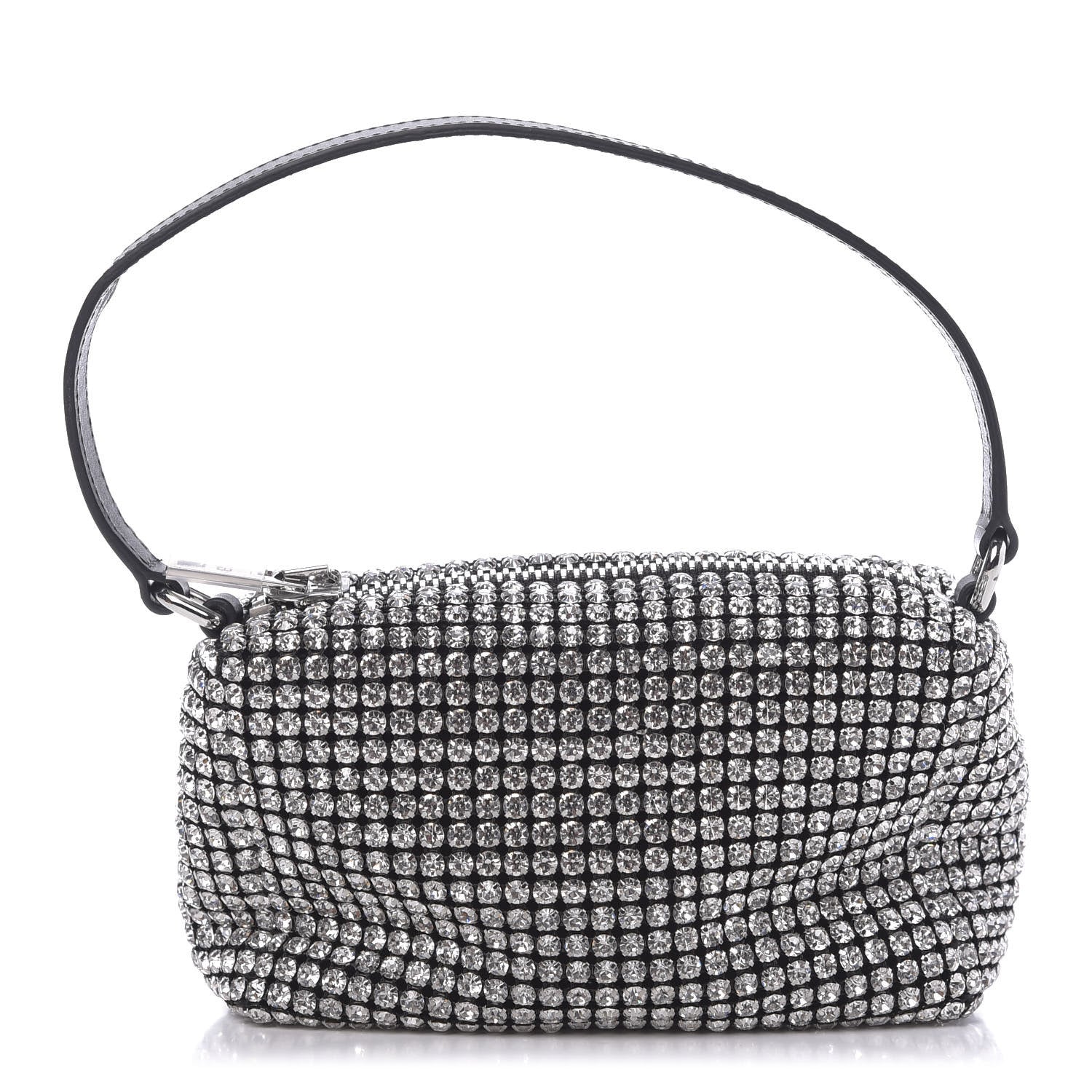 Alexander Wang Mesh Crystal Rhinestone Mini Heiress Pouch Black Silver 1 of 9