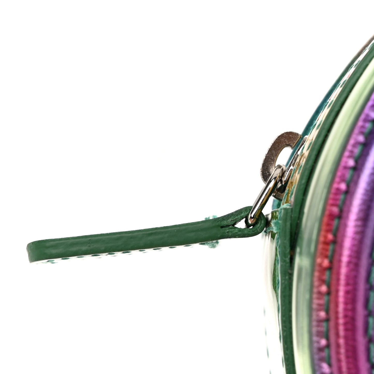 PVC Calfskin Lambskin Quilted Round Filigree Clutch With Chain Green