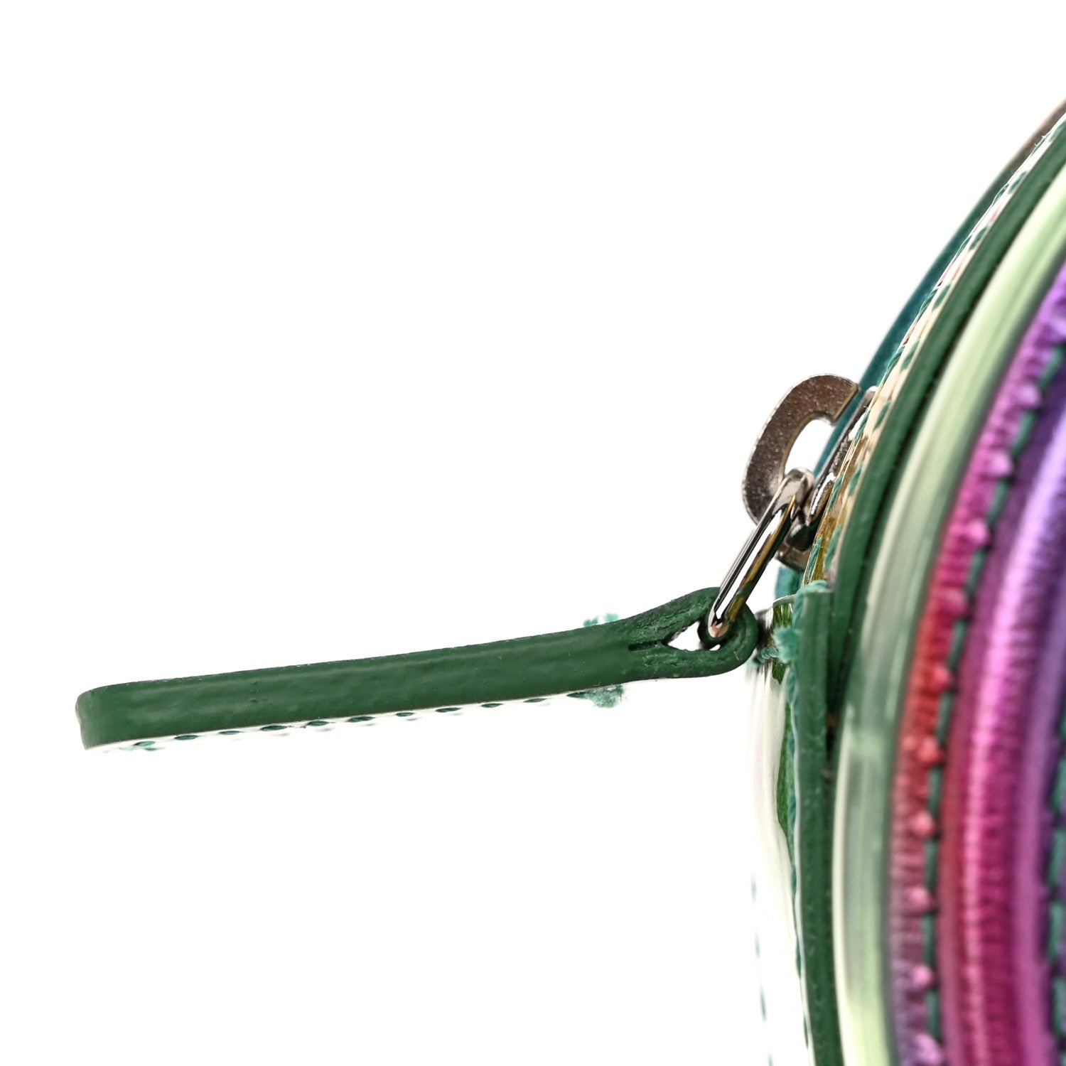 Chanel PVC Calfskin Lambskin Quilted Round Filigree Clutch With Chain Green 11 of 11