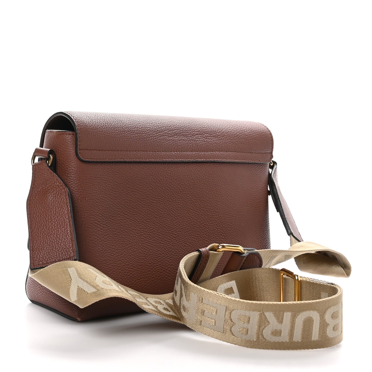 Grainy Calfskin Vintage Check Note Crossbody Bag Malt Brown