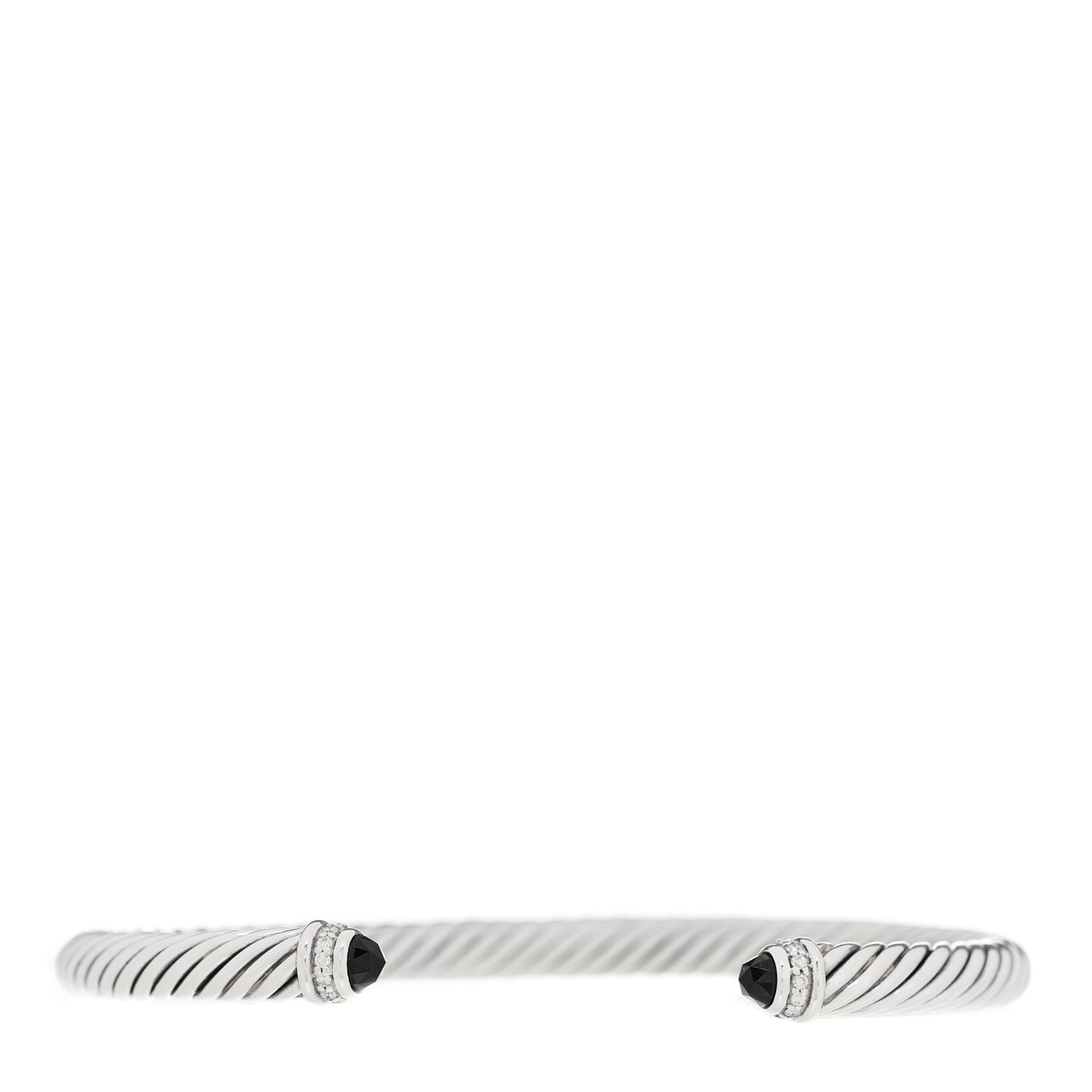 Sterling Silver Diamond Black Onyx 5mm Cable Classics Bracelet
