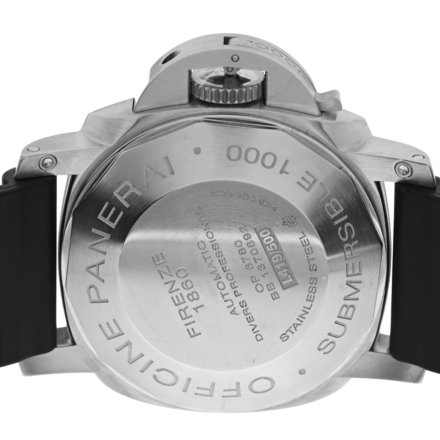 Stainless Steel Rubber 44mm Luminor 1950 Automatic Watch Black PAM00243