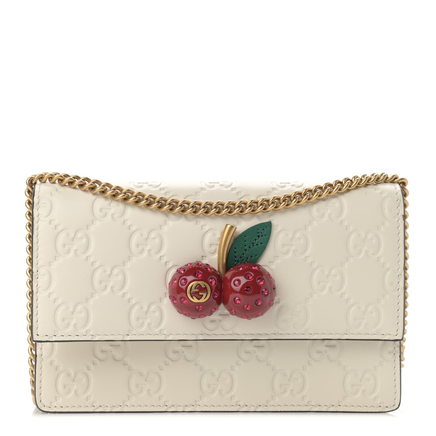 Gucci Guccissima Mini Cherry Chain Bag White 1 of 10