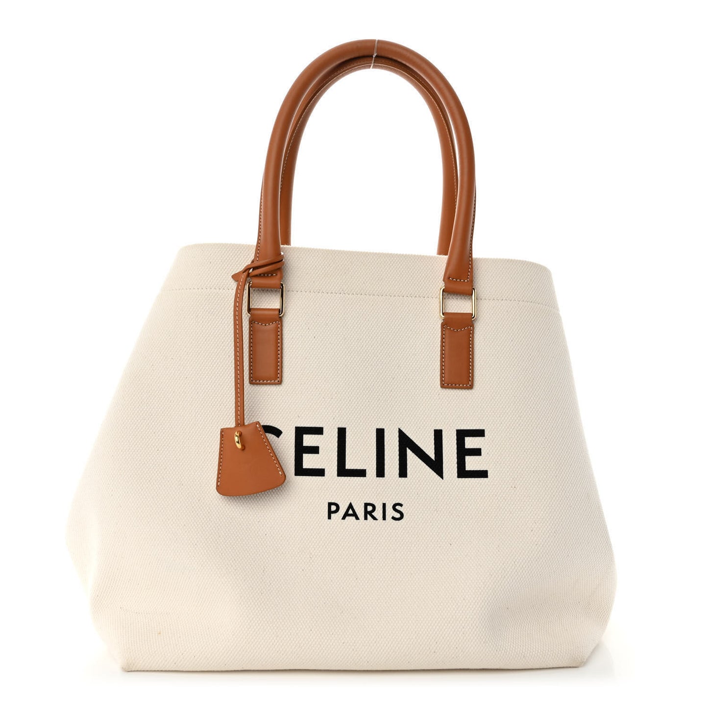 Canvas Calfskin Logo Print Small Horizontal Cabas Natural Tan