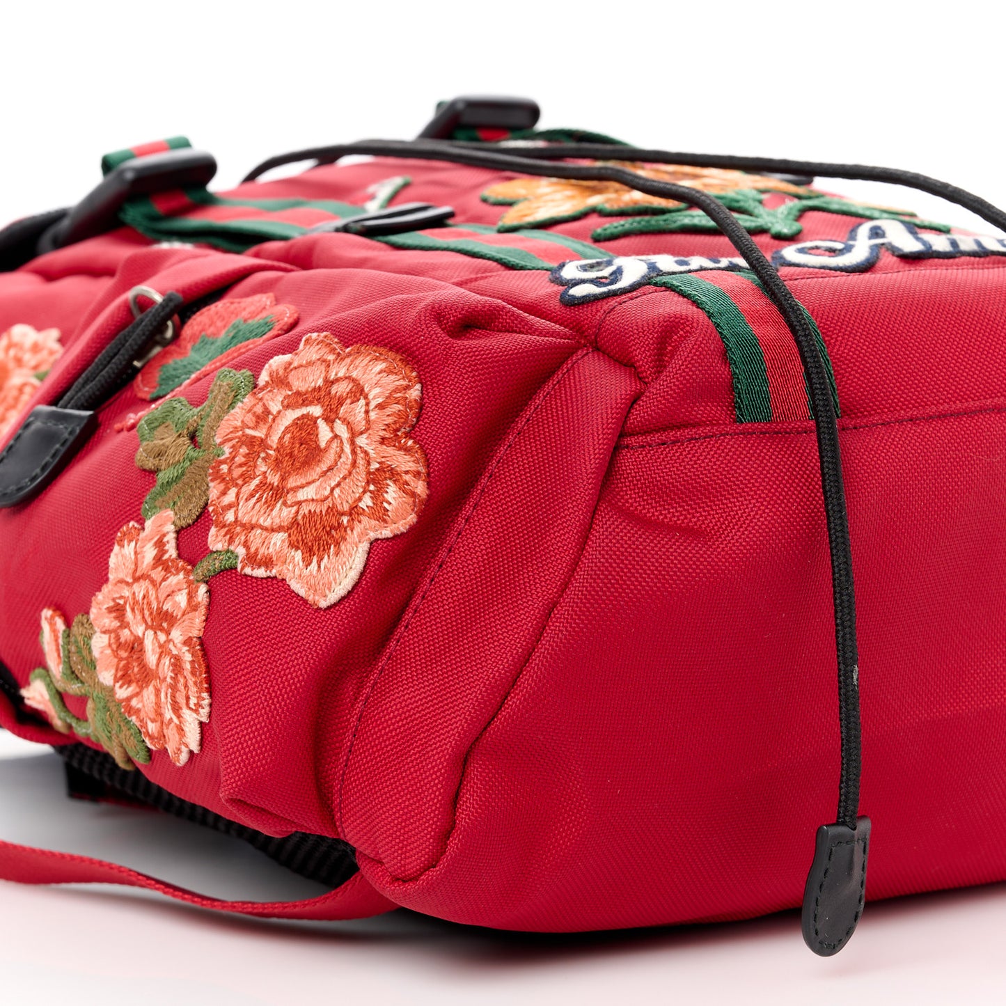 Techno Canvas L'Aveugle Par Amour Embroidered Double Buckle Backpack Red