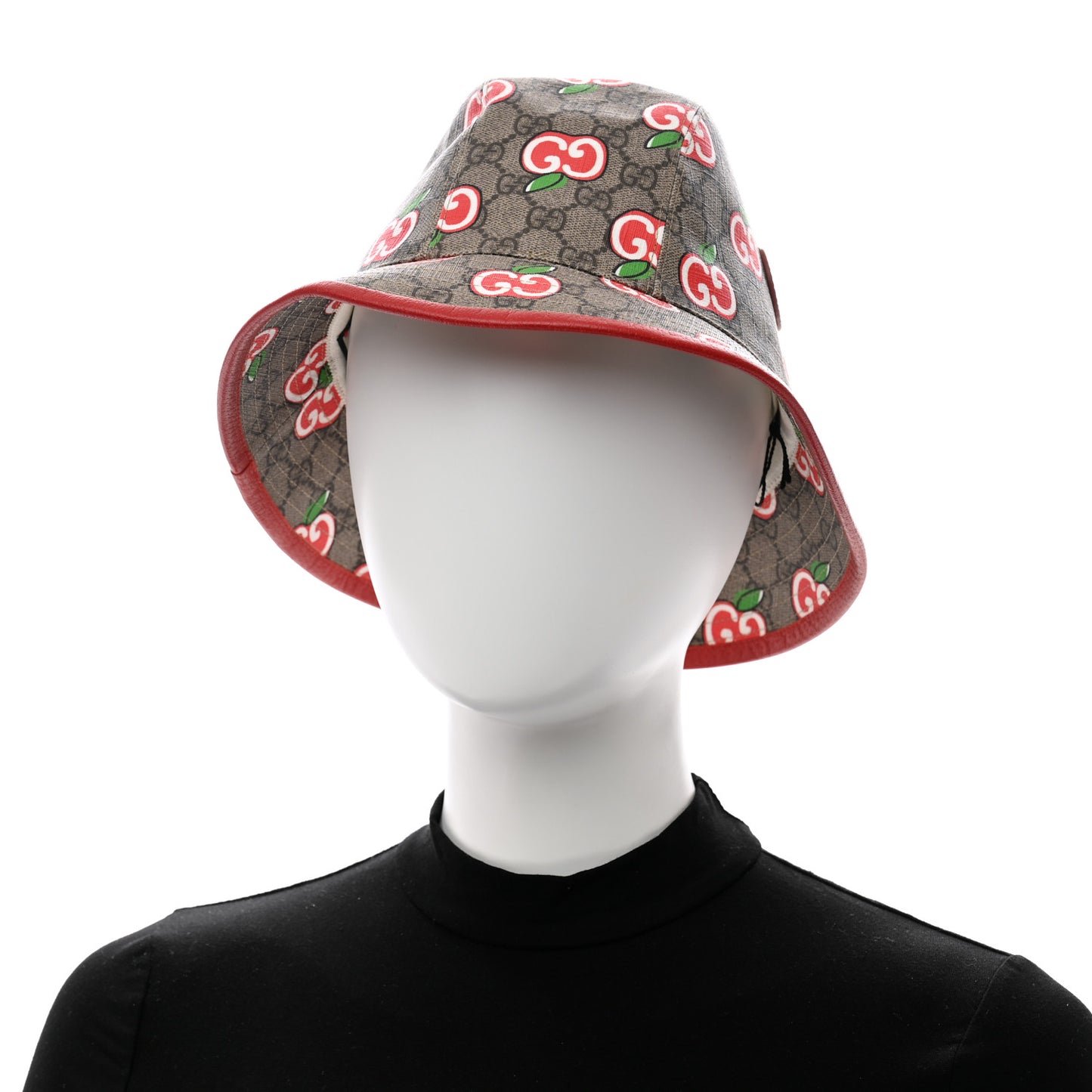 GG Supreme Monogram Apple Textured Dollar Calfskin Retro Interlocking G Fedora Pomme Bucket Hat L Beige Ebony Red