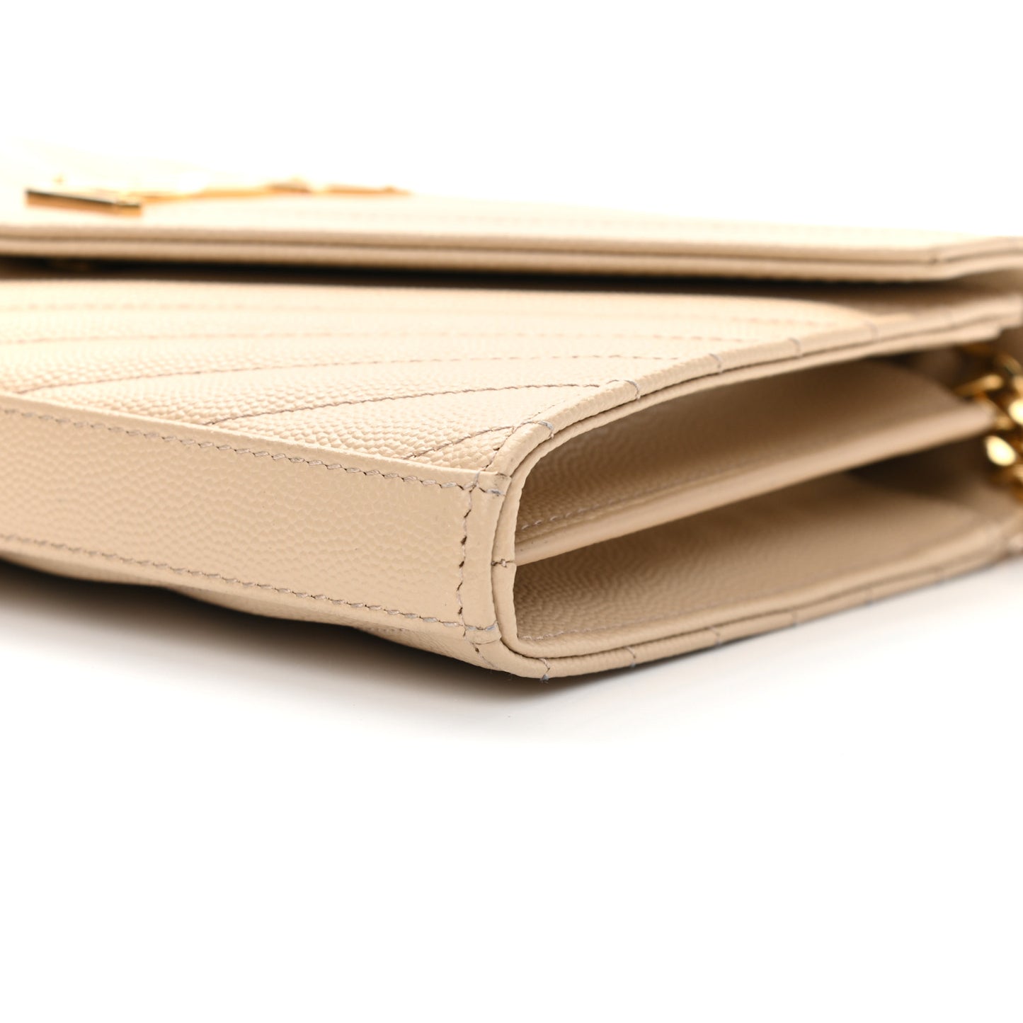 Grain De Poudre Matelasse Chevron Monogram Chain Wallet Nude Powder