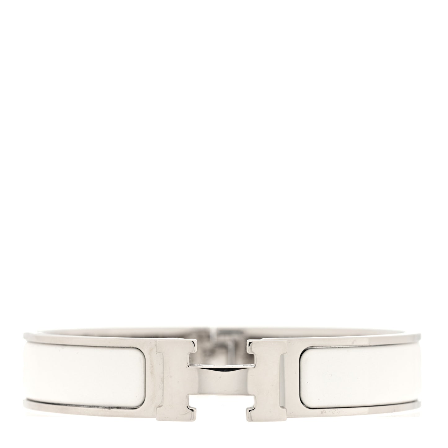 Enamel Narrow Clic Clac H Bracelet GM White