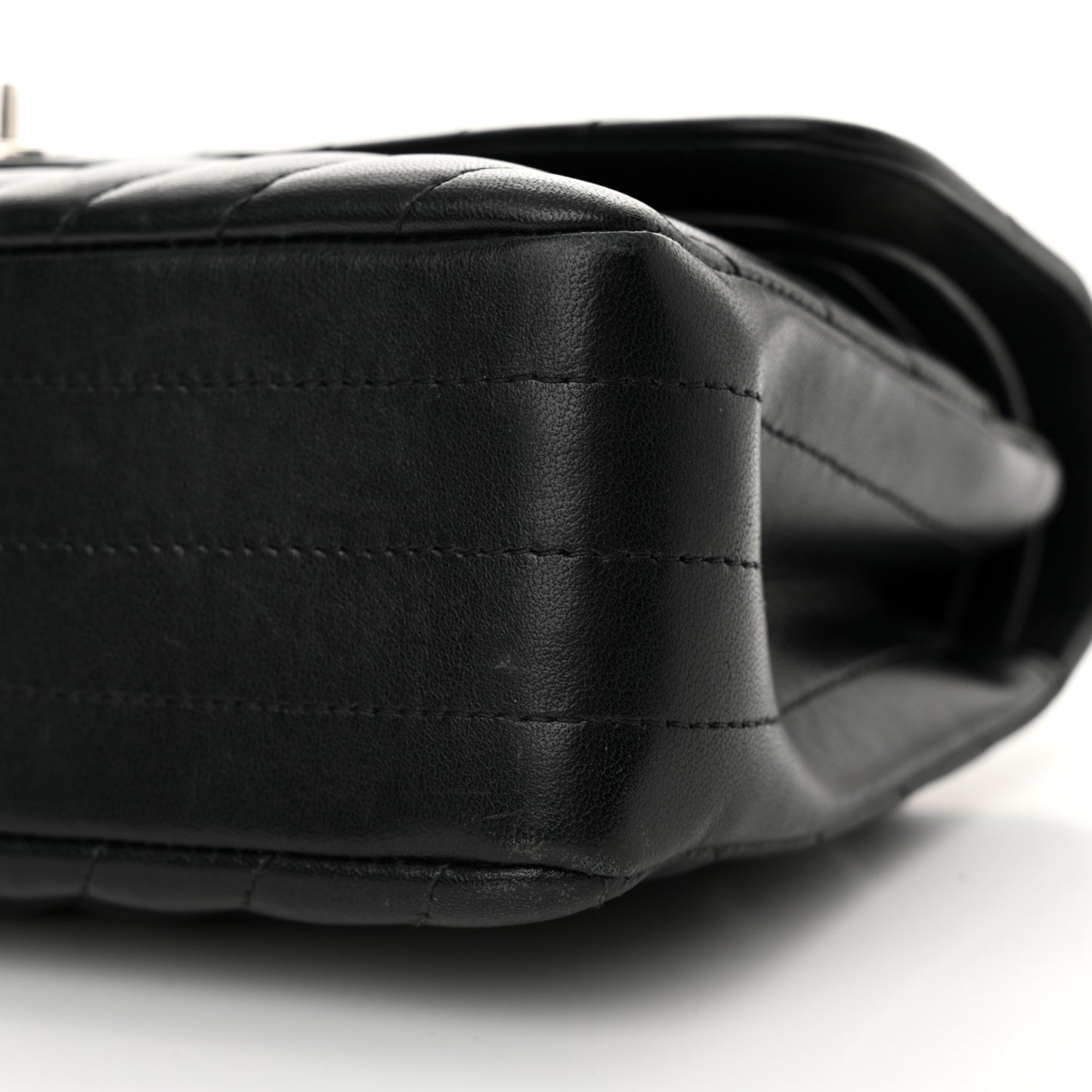 Lambskin Chevron Quilted Small Double Flap Black