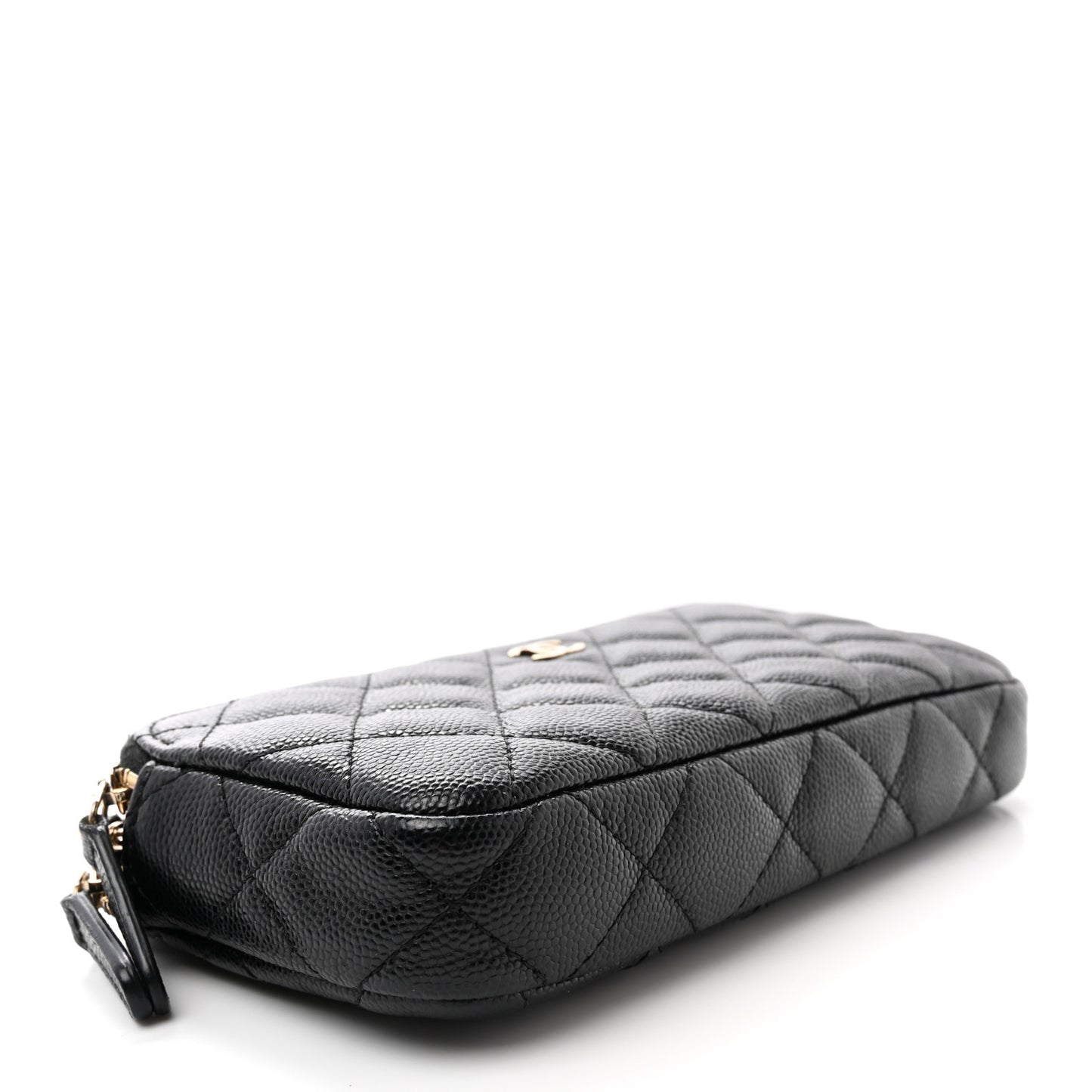 Caviar Quilted Small Clutch With Chain Black