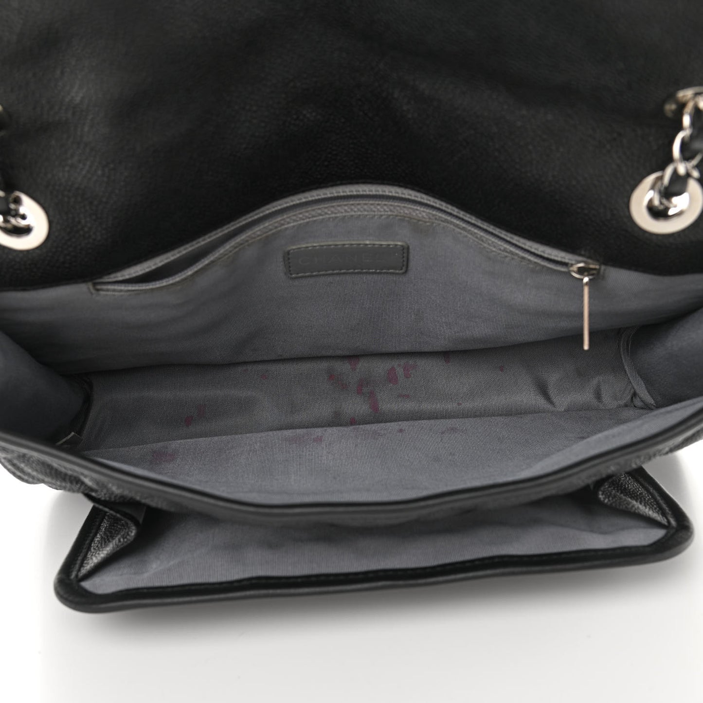 Caviar Quilted Large French Riviera Flap Black