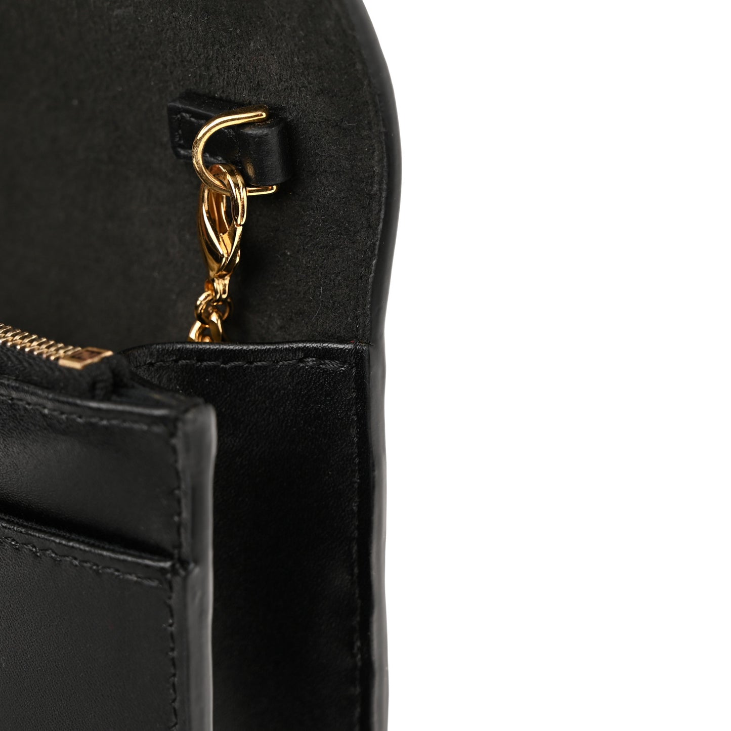 Vitello Liberty Lucido Metal Monster Eyes Tube Wallet on Chain Black