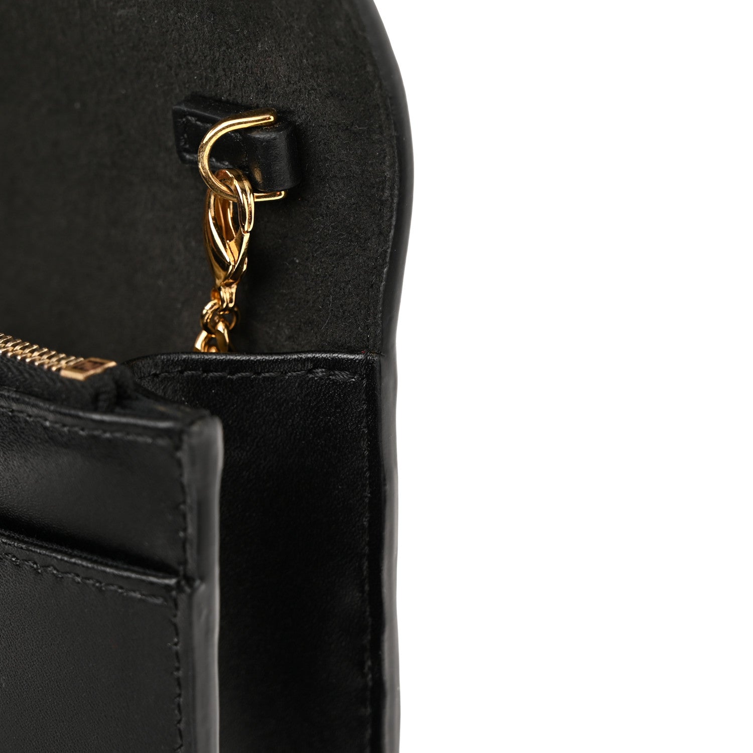 Fendi Vitello Liberty Lucido Metal Monster Eyes Tube Wallet on Chain Black 11 of 11