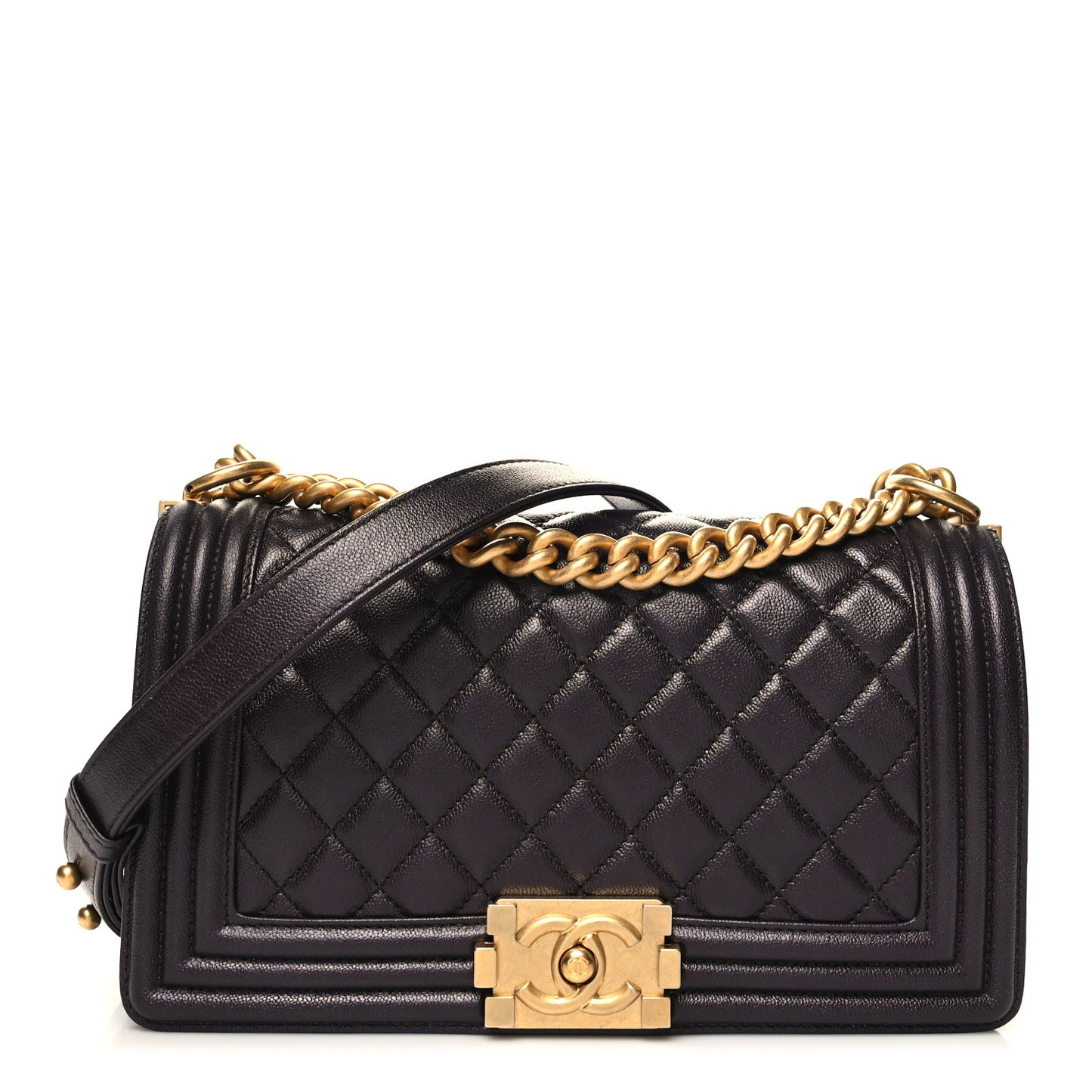 Caviar Quilted Medium Boy Flap Dark Purple