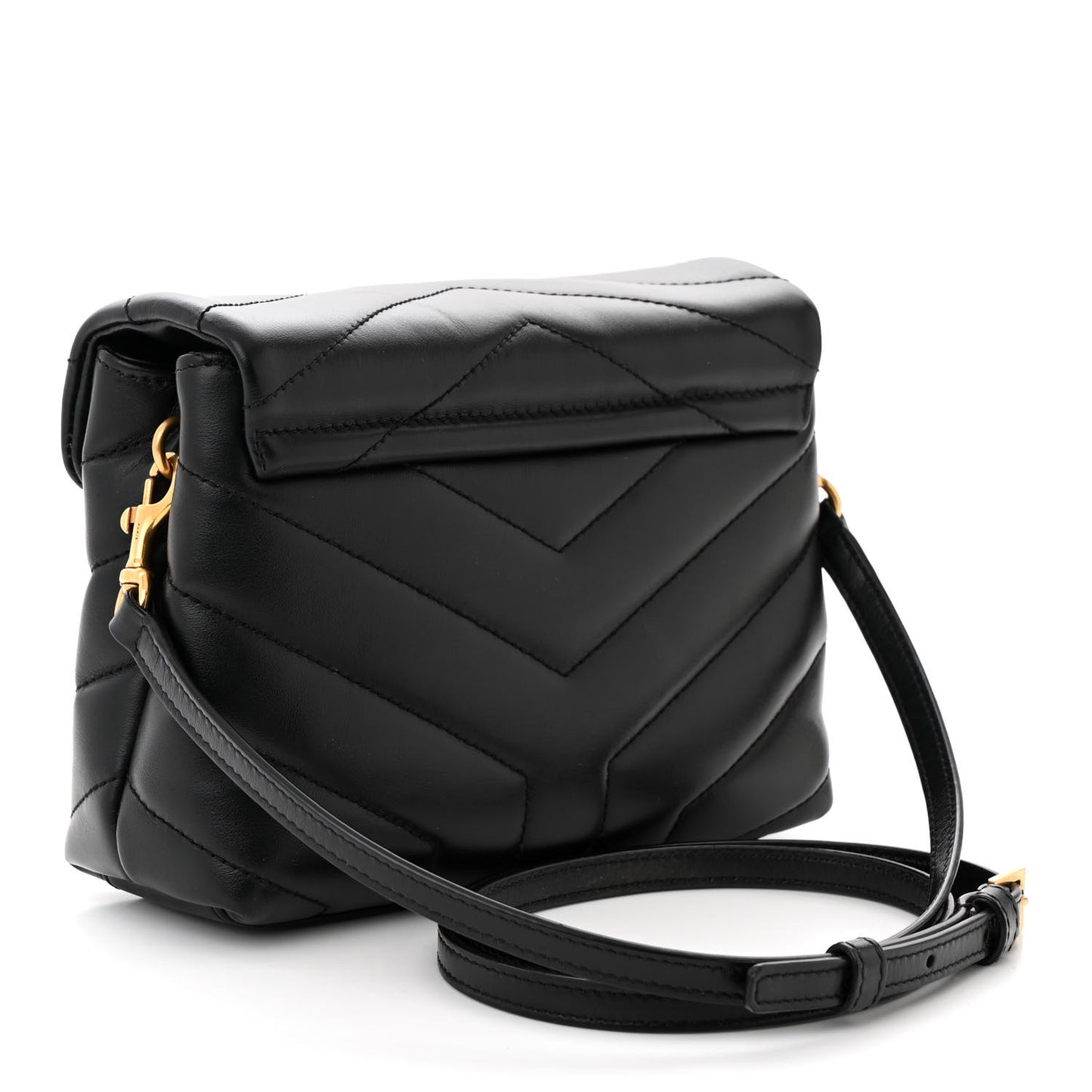 Calfskin Y Quilted Monogram Toy Loulou Crossbody Bag Black