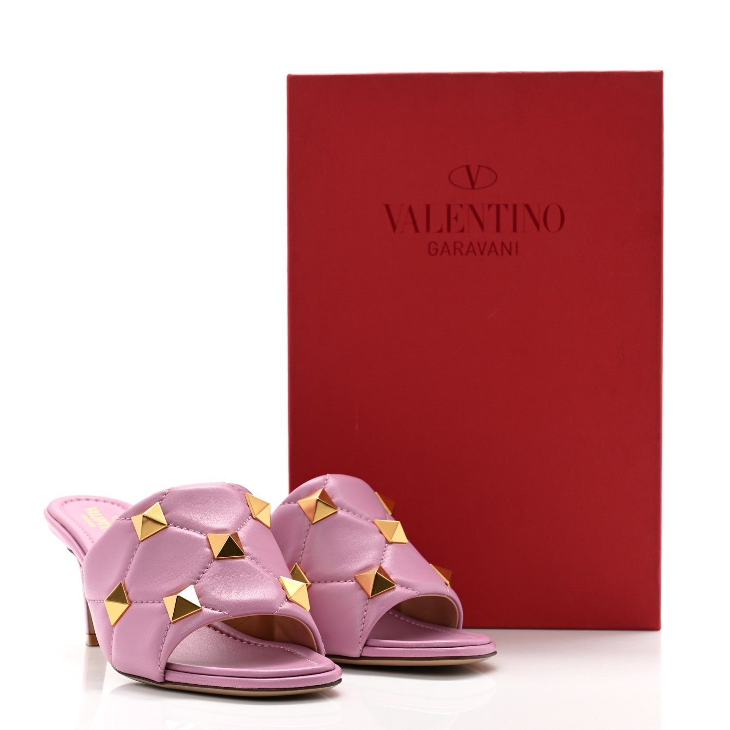 Valentino Garavani Nappa Quilted Roman Stud 65mm Slide Sandals 38.5 Giacinto 9 of 9